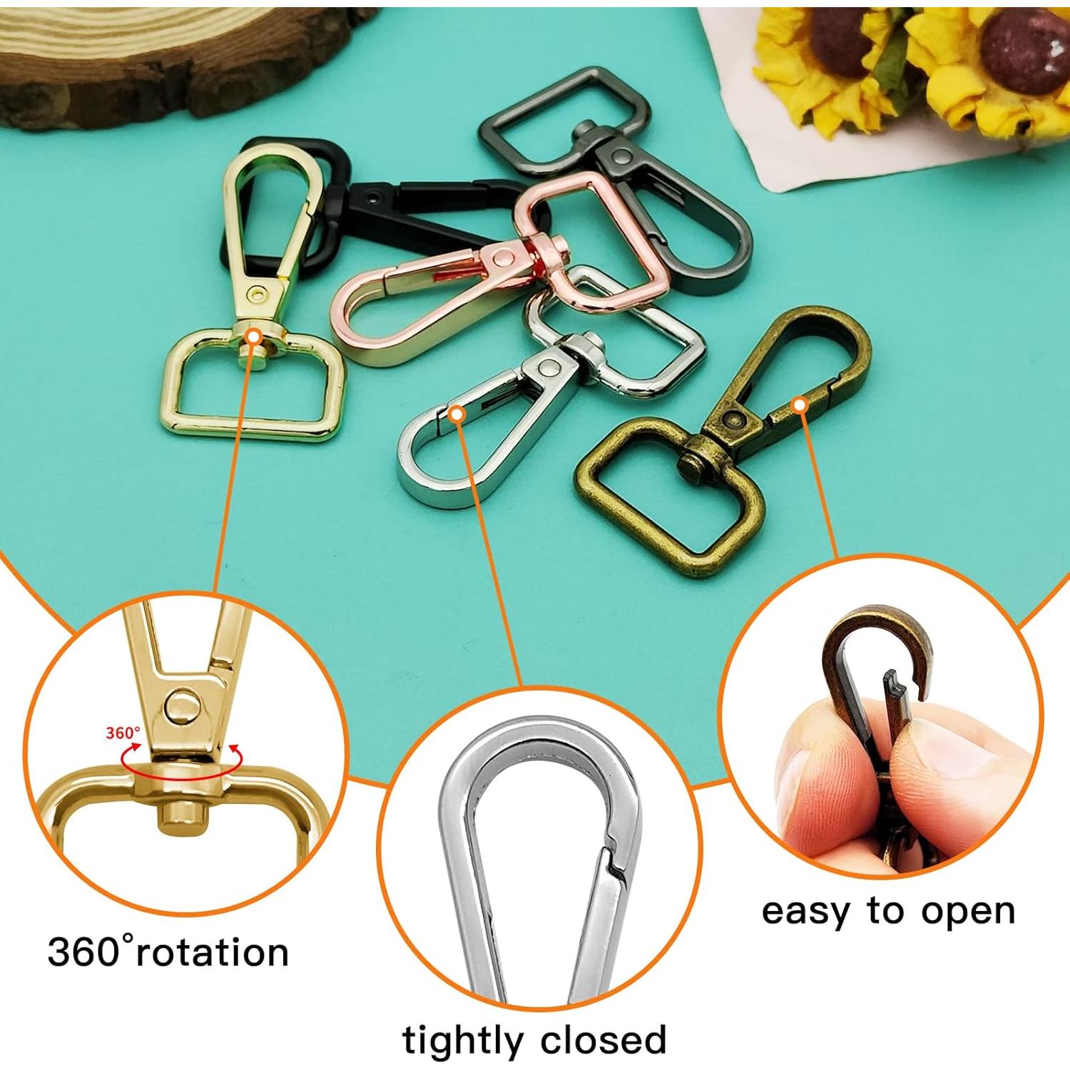 24 Ganchos Giratorios D Ring Oubaka 48mm Metal 6 Colores