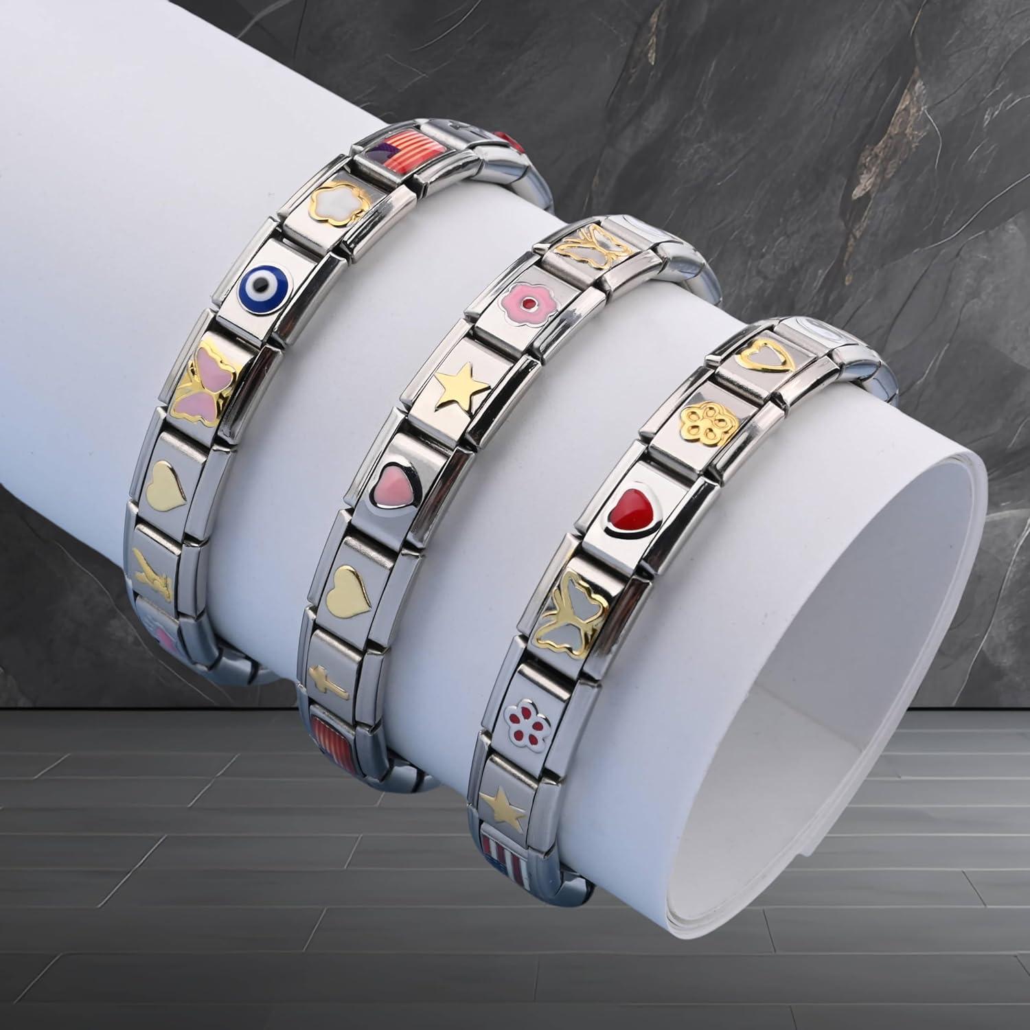 Pulsera de Encanto DIY Italiana 10 Pcs Acero Inoxidable Rojo