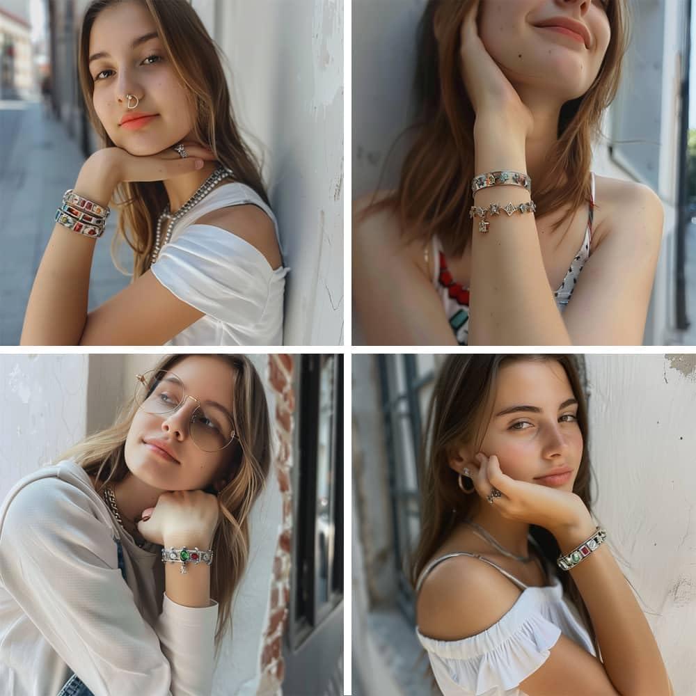 Pulsera de Encanto DIY Italiana 10 Pcs Acero Inoxidable Rojo