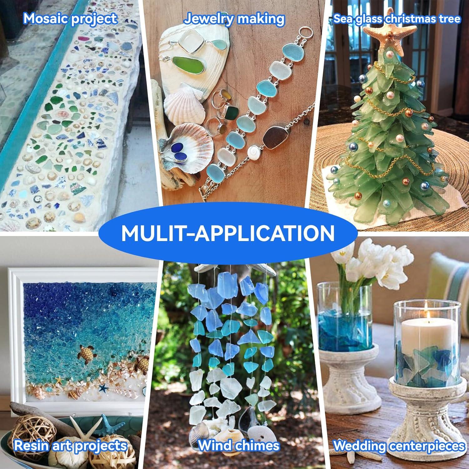 Piezas de Vidrio del Mar Keedolla 425 g Azul Verde para Manualidades