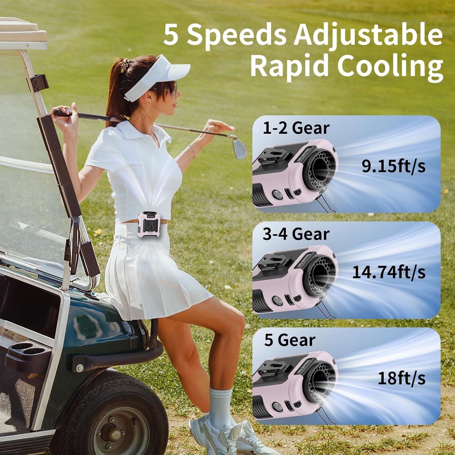 Ventilador Portátil Socool K50 10000mAh Clip Cintura Rosa