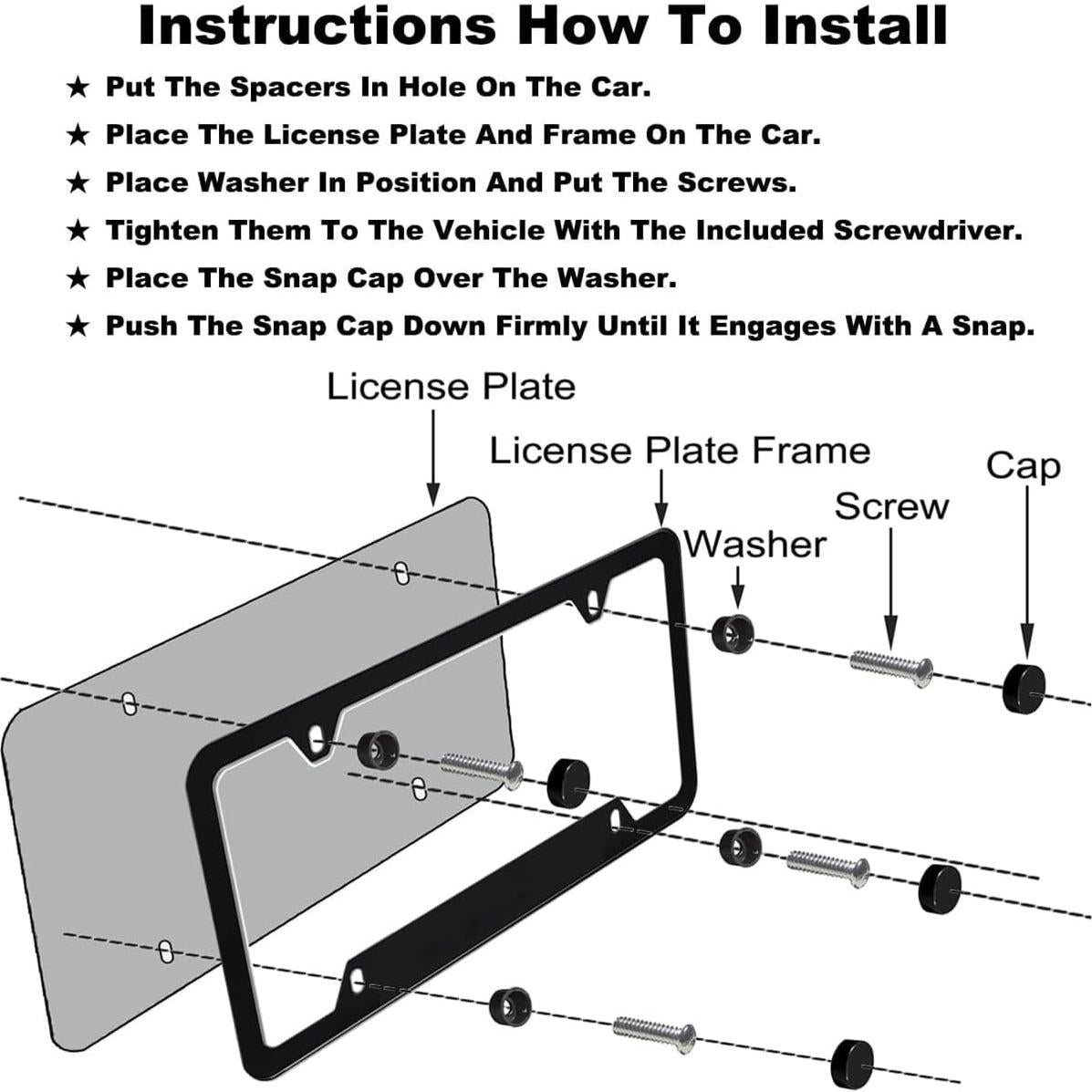2 Piezas Marco de Placa de Licencia Aluminio DWAPFMN Onda Negra