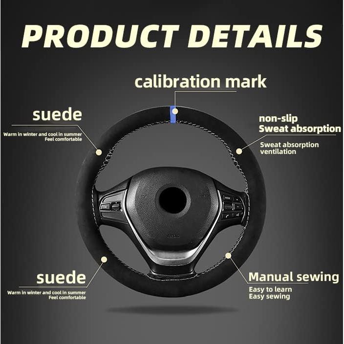 Funda de Volante AUCELI 15 Pulgadas Cuero Microfibra Universal