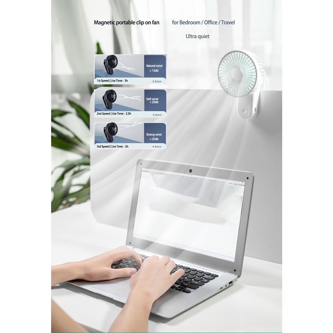 Ventilador Clip On Genérico DFX-19 Recargable 6W Negro