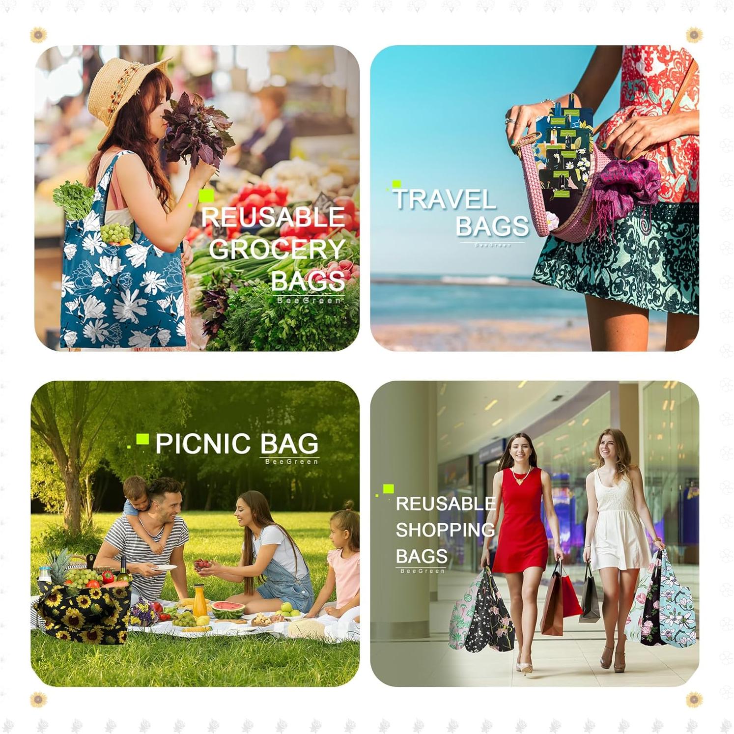 Bolsa de Compras Reutilizable BeeGreen Lila 22.7 kg Plegable