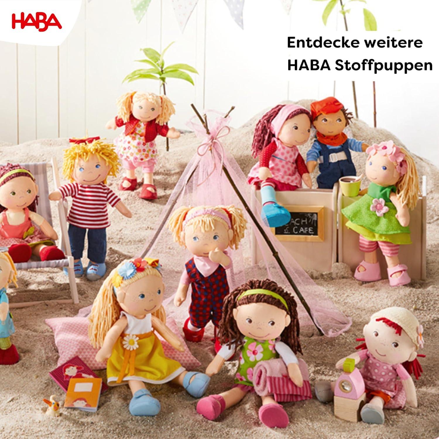 Muñeca Suave HABA Annelie 30.5 cm con Vestido Rojo y Diadema