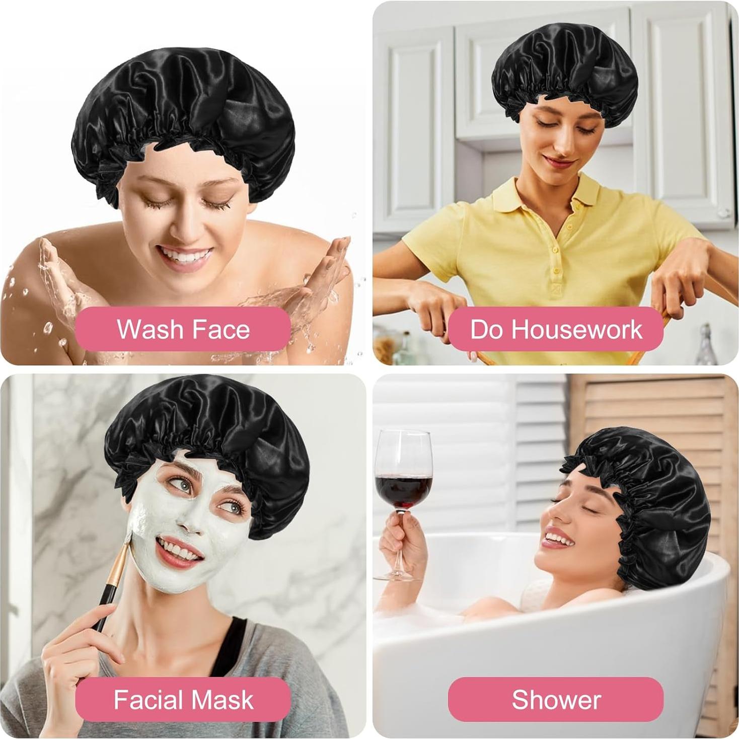 Gorro de Ducha Impermeable Reutilizable Abeillo Negro 32 cm