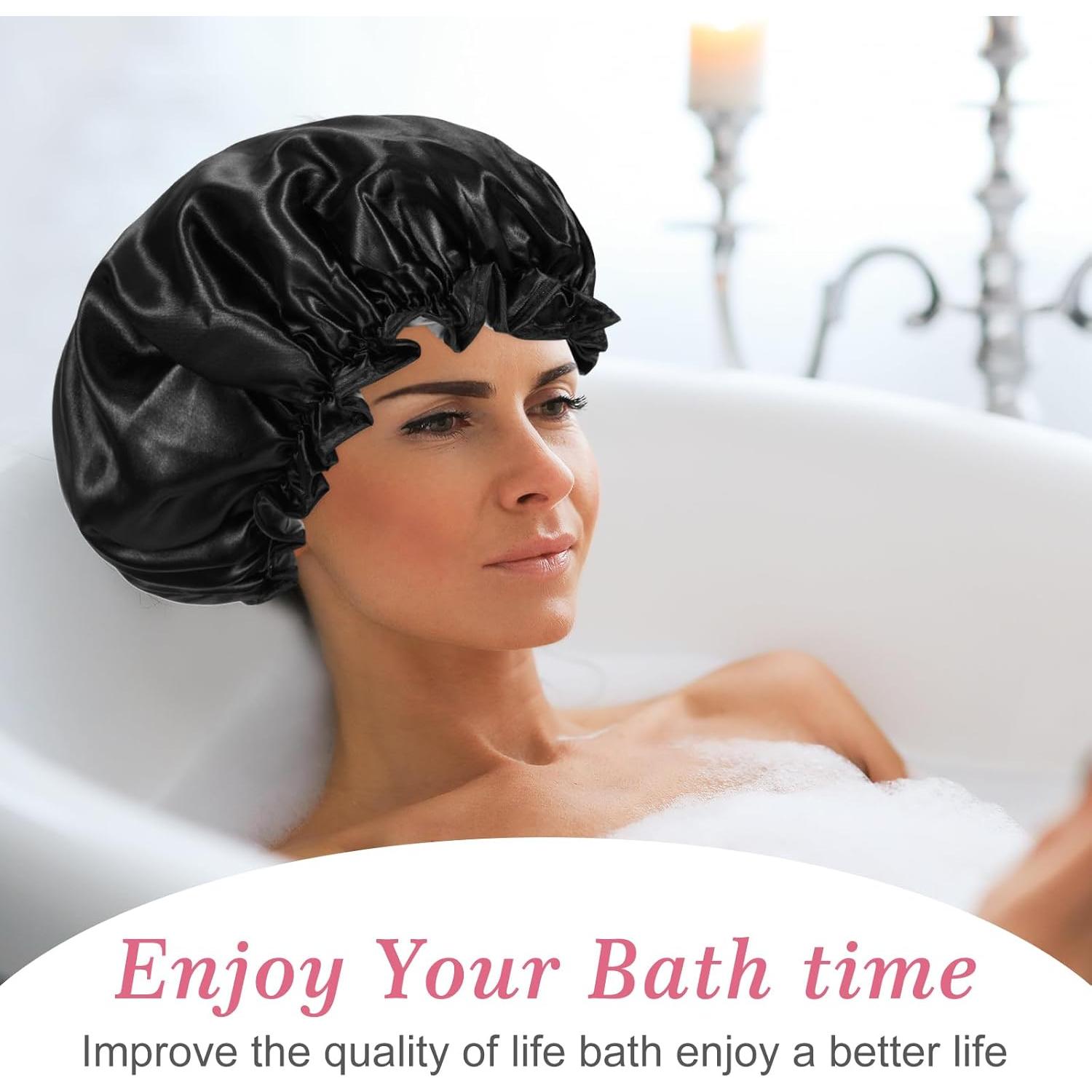 Gorro de Ducha Impermeable Reutilizable Abeillo Negro 32 cm