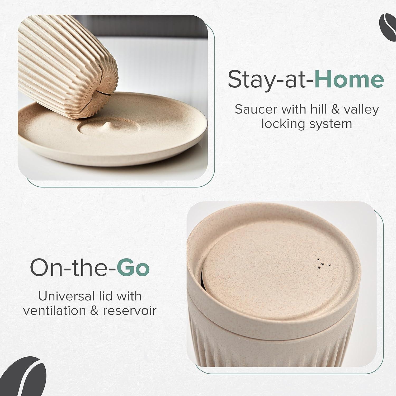 Taza de Café Reutilizable HUSKEE 6oz Carbón con Tapa