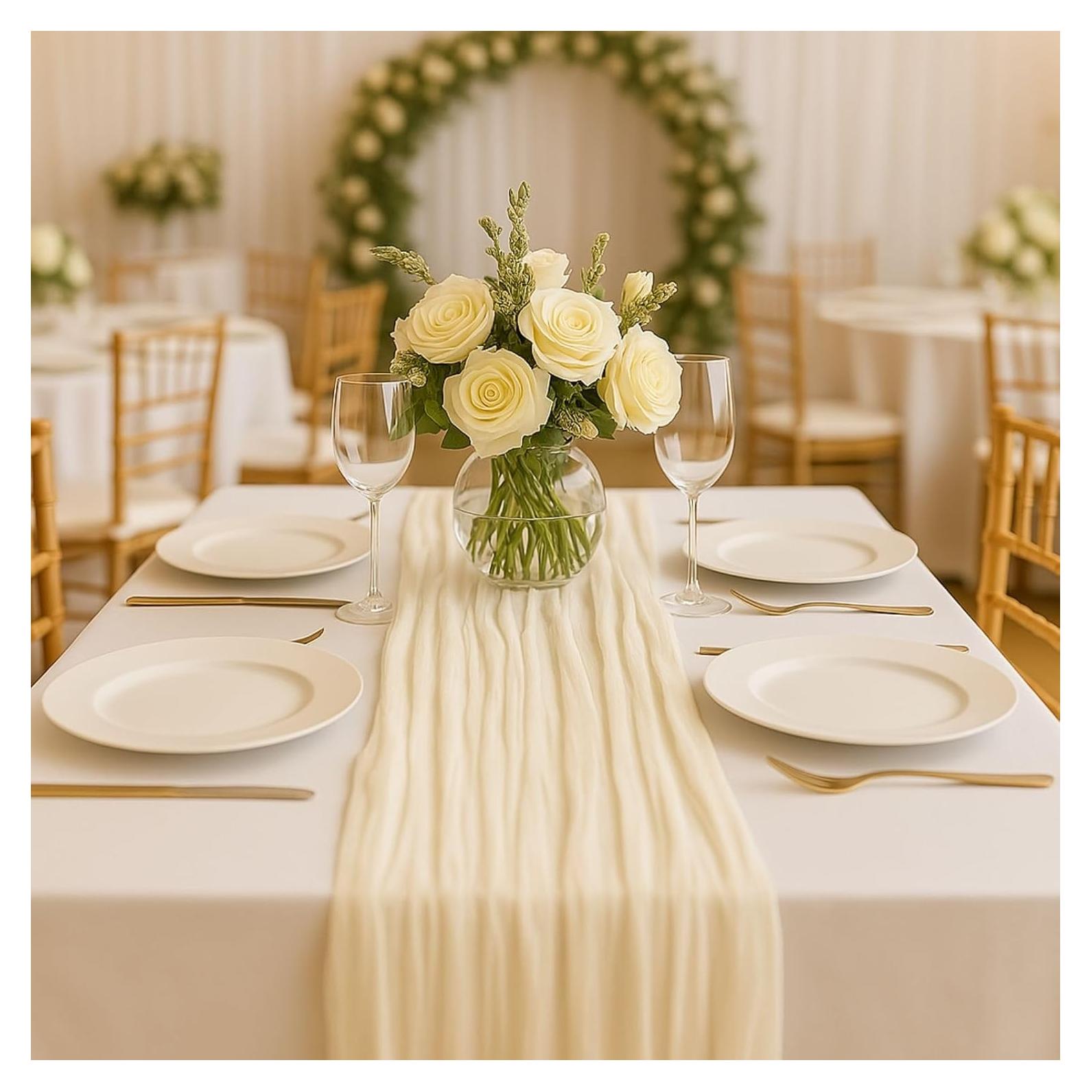 Corredor de Mesa de Gasa Beige HQ-SITE 120 Pulgadas 35 Ancho