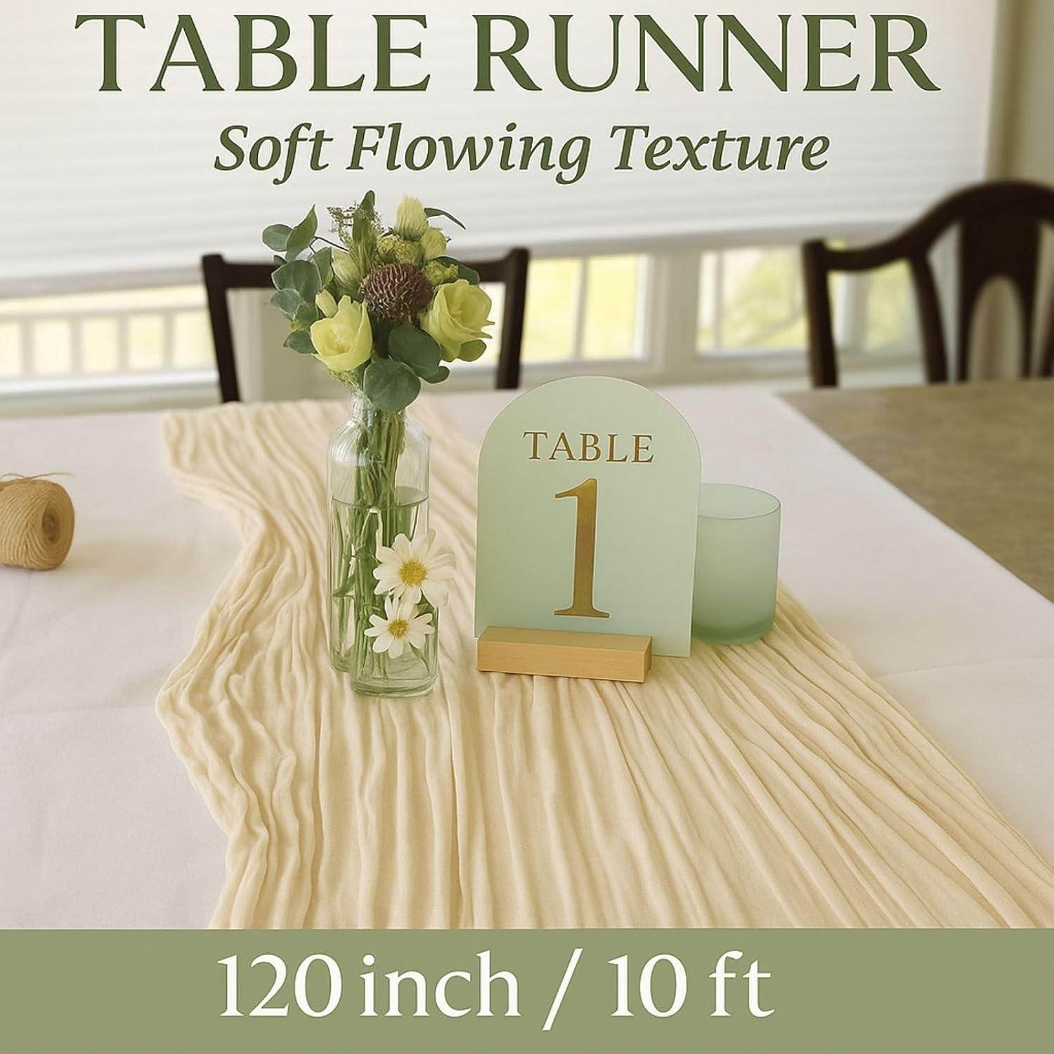 Corredor de Mesa de Gasa Beige HQ-SITE 120 Pulgadas 35 Ancho