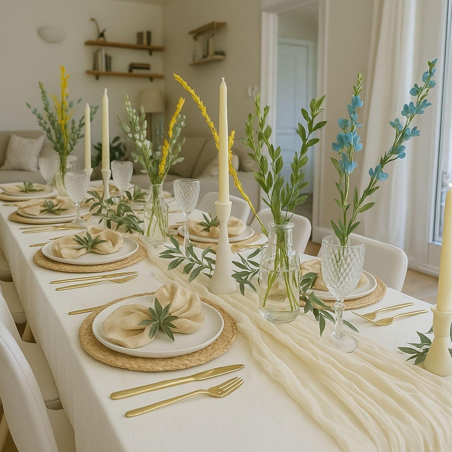 Corredor de Mesa de Gasa Beige HQ-SITE 120 Pulgadas 35 Ancho