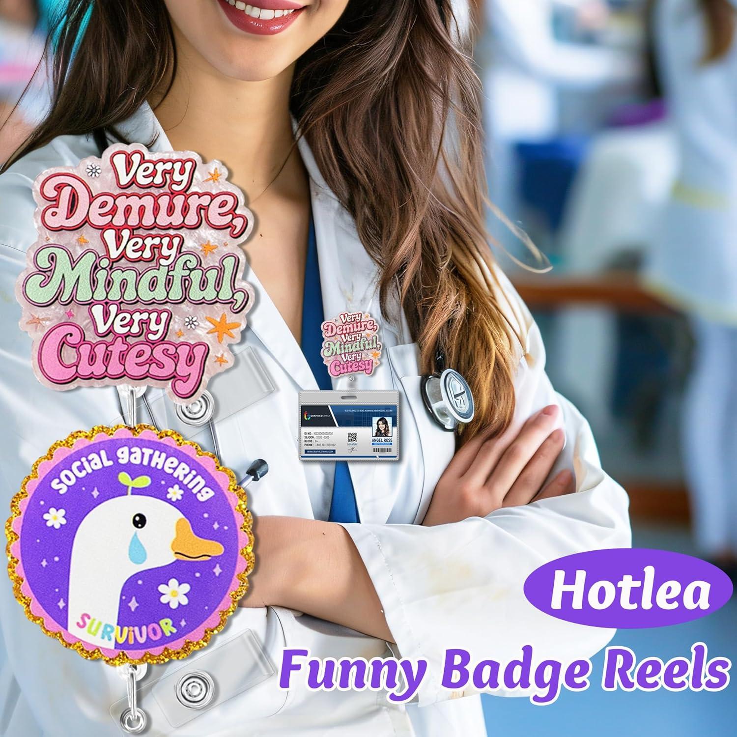 24 Porta Insignias de Enfermera Hotlea con Cordón Retráctil