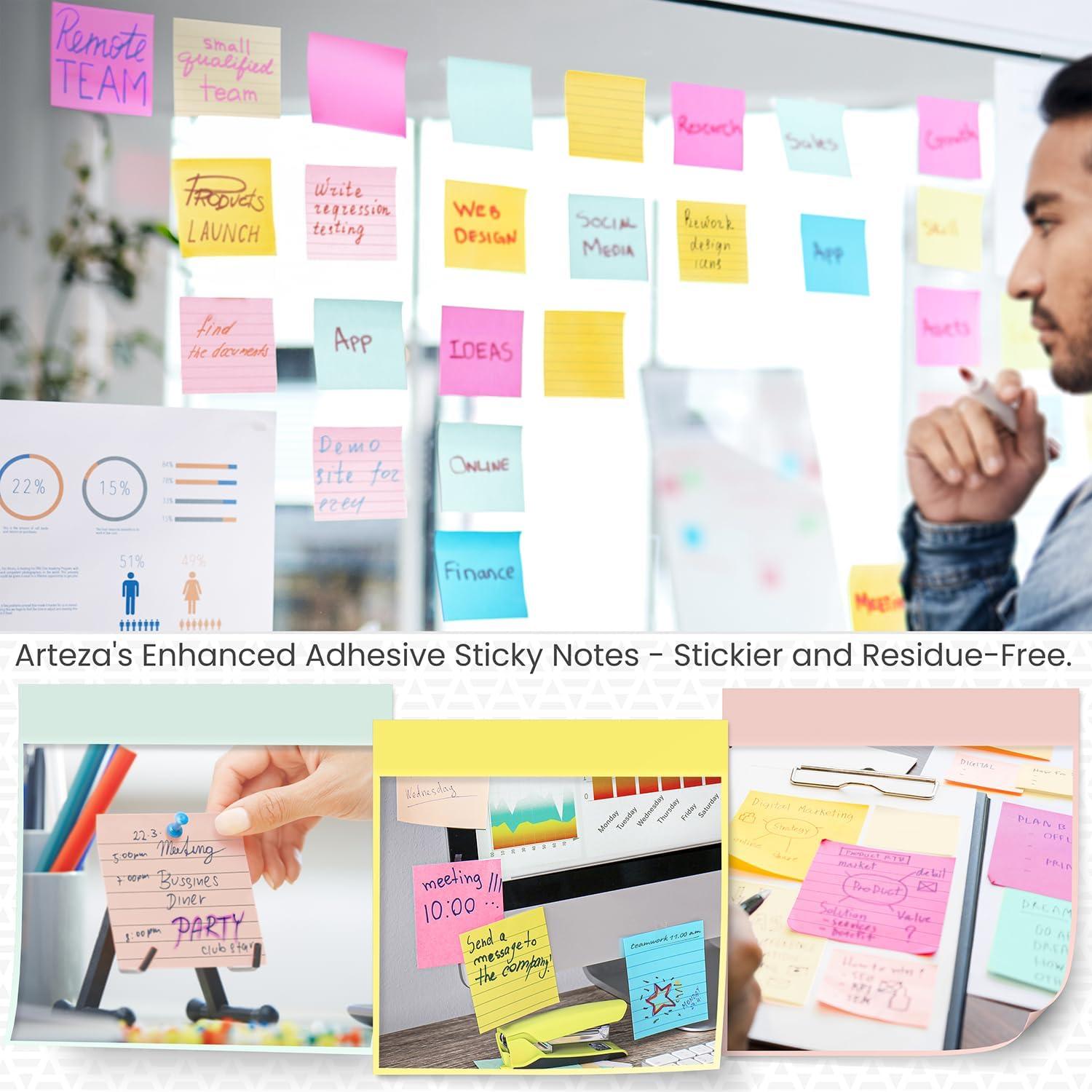 Notas Adhesivas ARTEZA 48 Piezas Cuadradas Multicolores