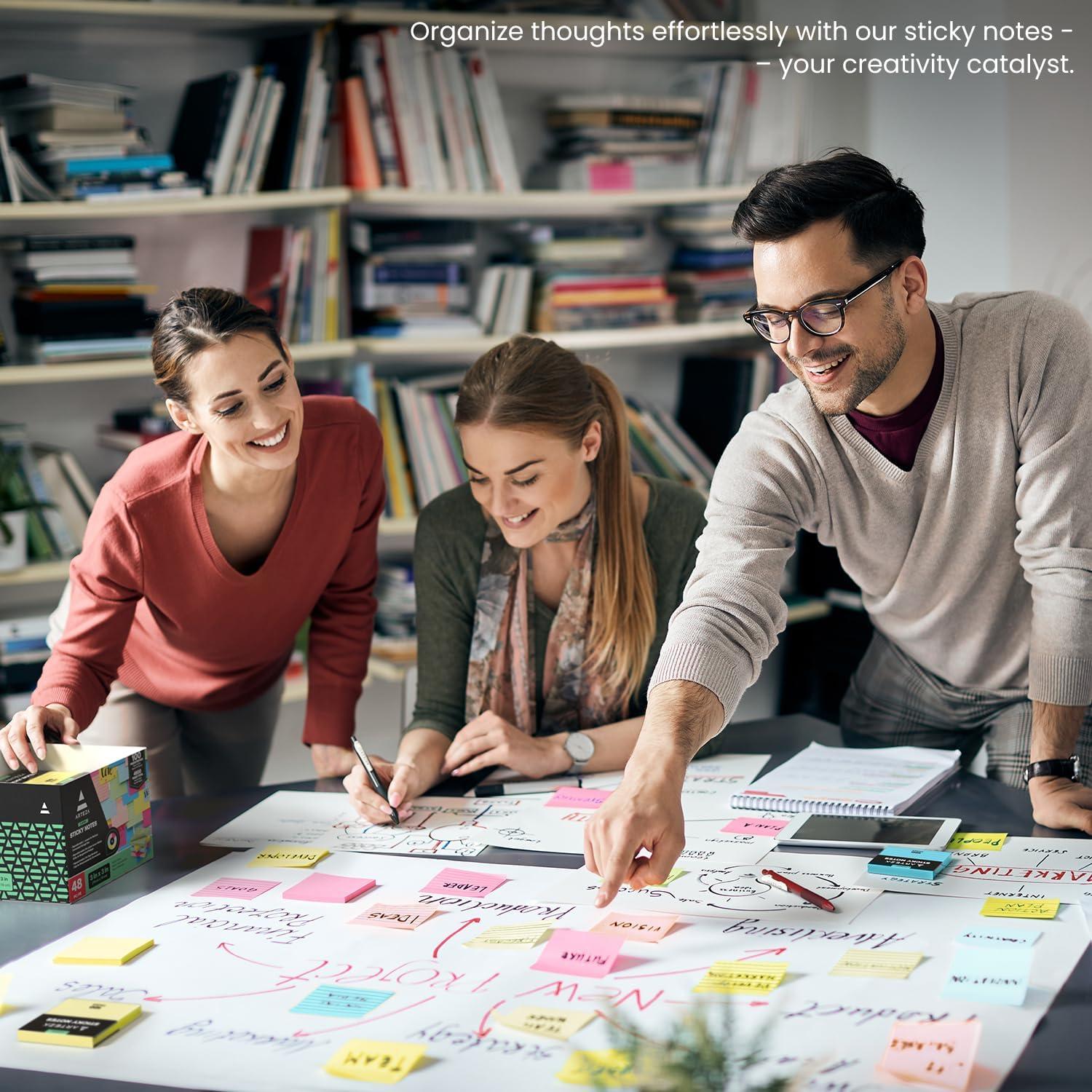 Notas Adhesivas ARTEZA 48 Piezas Cuadradas Multicolores