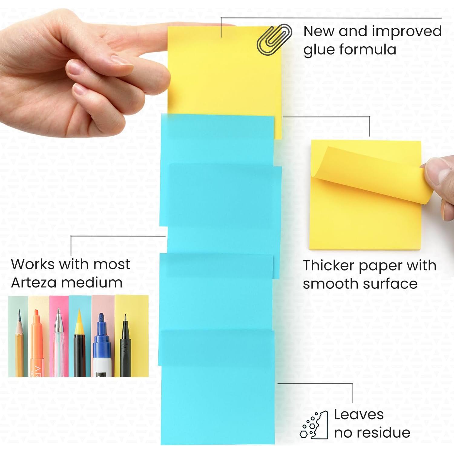 Notas Adhesivas ARTEZA 48 Piezas Cuadradas Multicolores