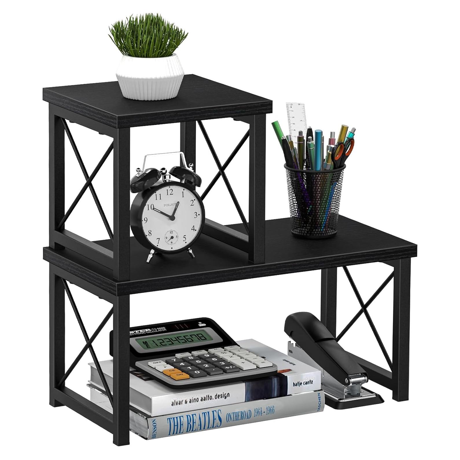 Estante de Escritorio Honiter Negro 2 Niveles Apilable 39.9x19.8cm