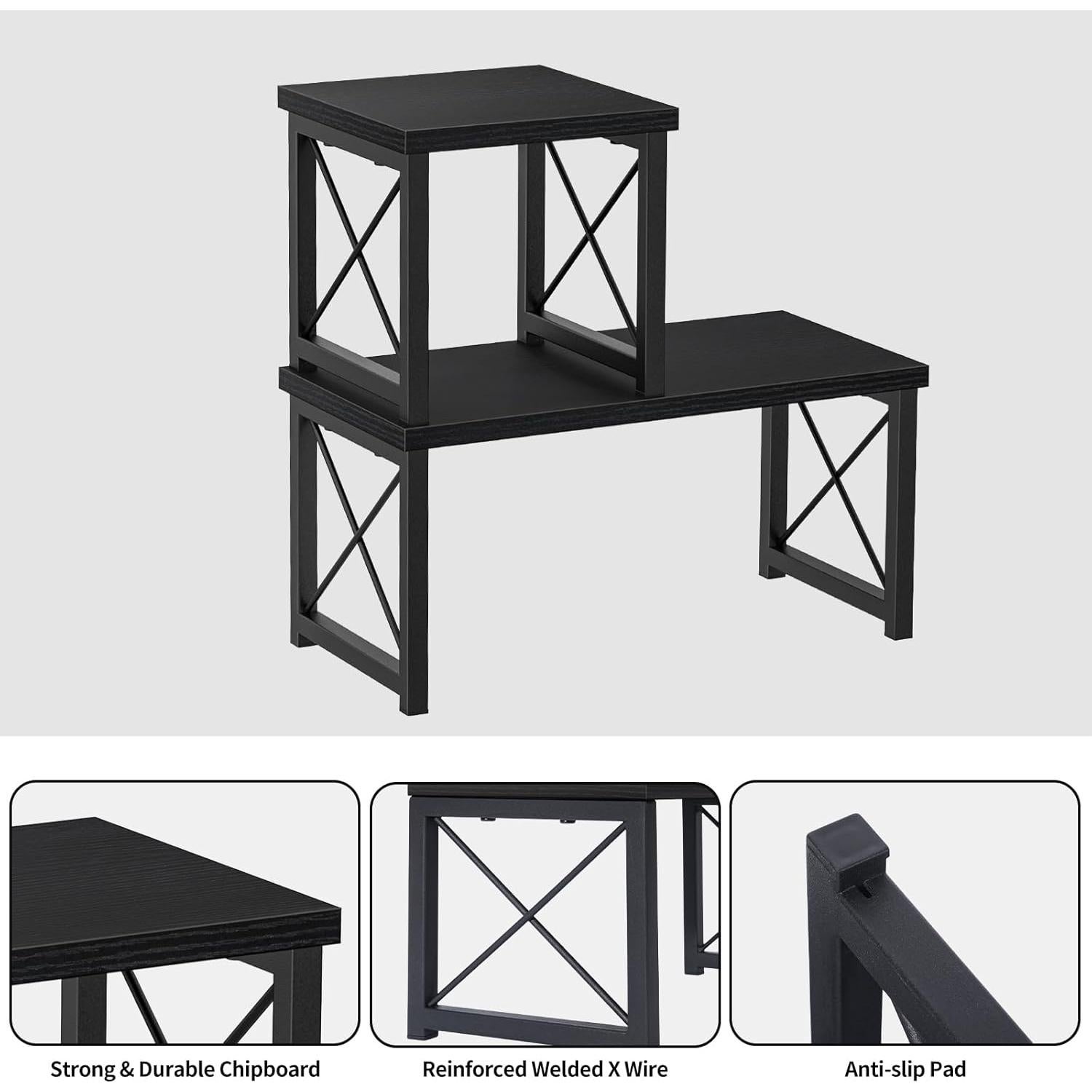 Estante de Escritorio Honiter Negro 2 Niveles Apilable 39.9x19.8cm