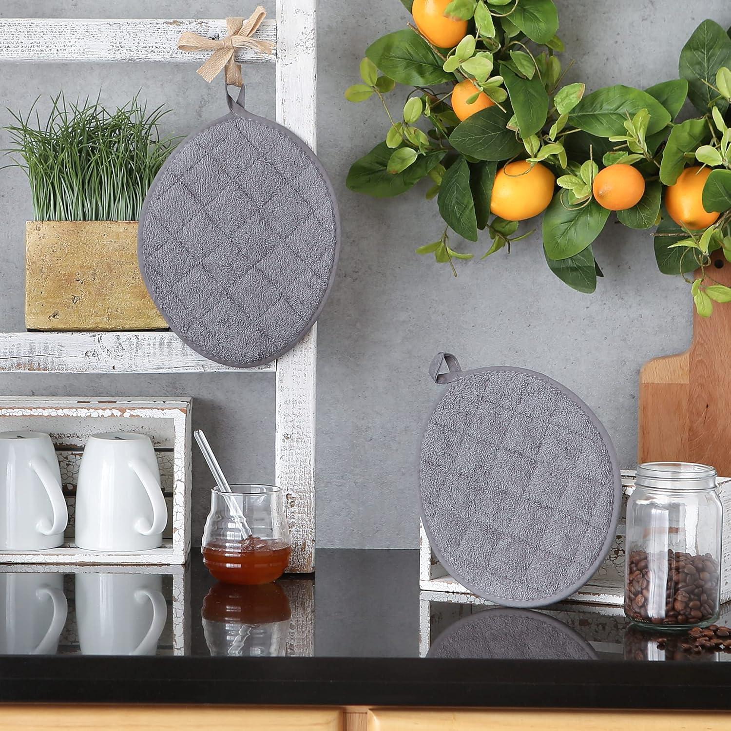 Agarraderas Ovaladas DII 100% Algodón Gris 2 Piezas