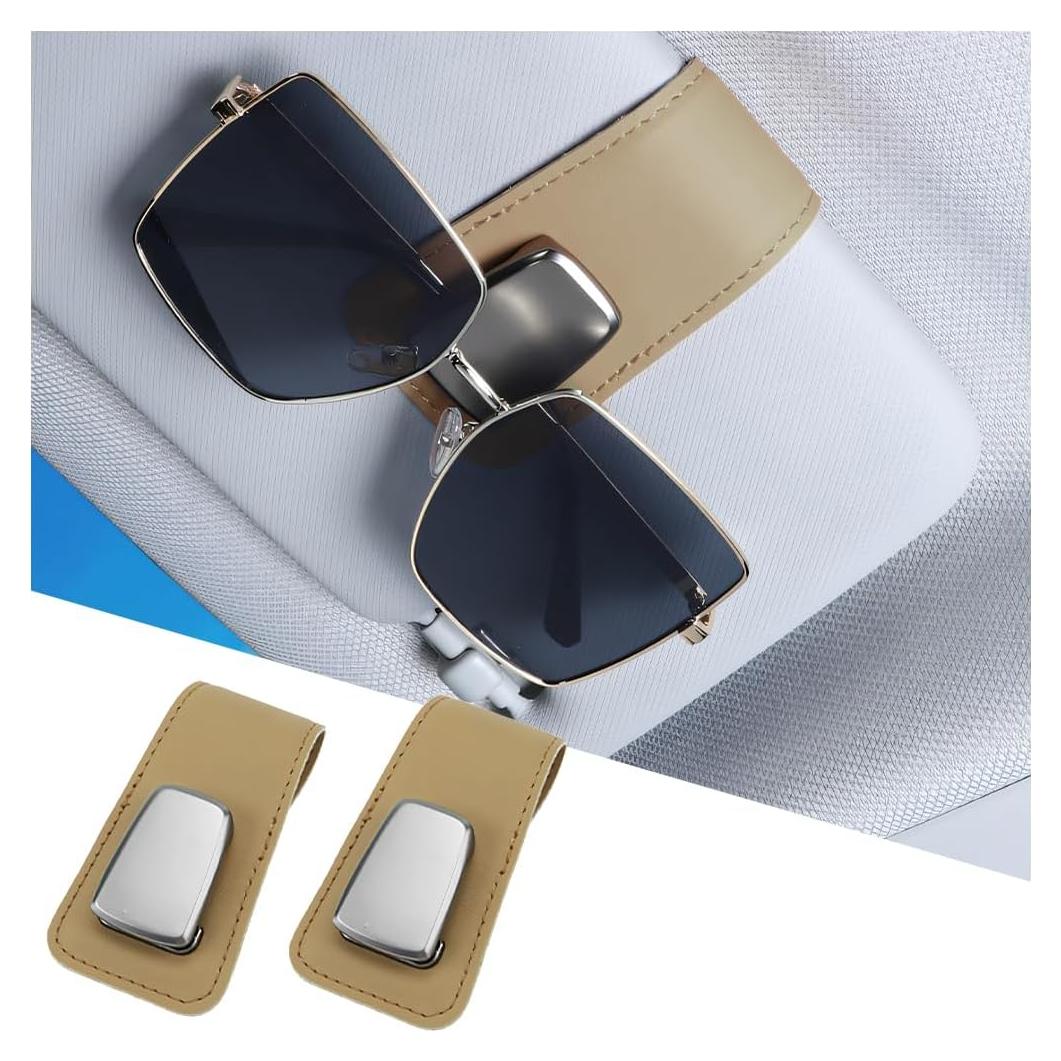 Soporte de Gafas de Sol para Coche Sandfren Beige 2 Piezas