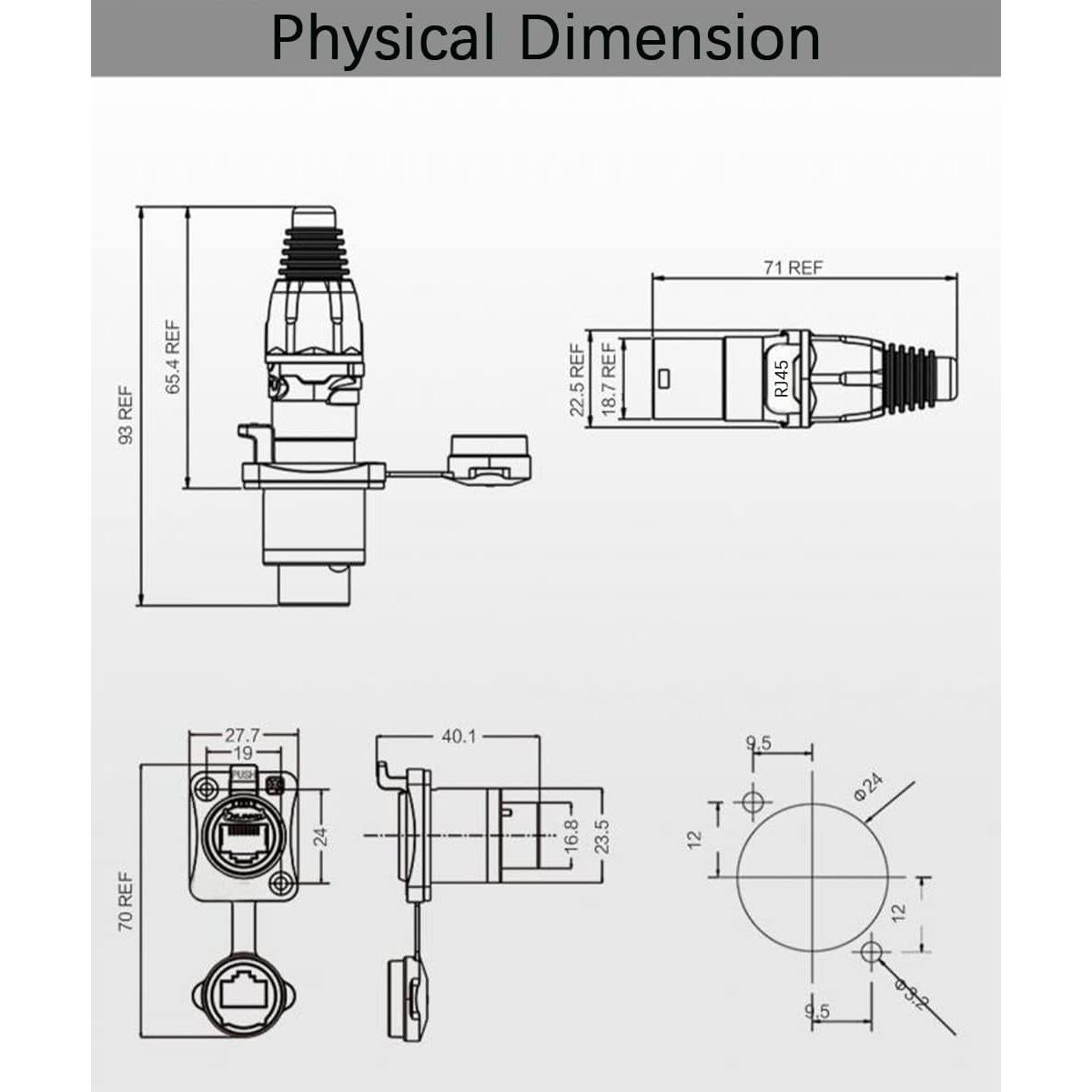 Conector RJ45 IP65 a Prueba de Agua Anmbest Cat6 2 Unidades