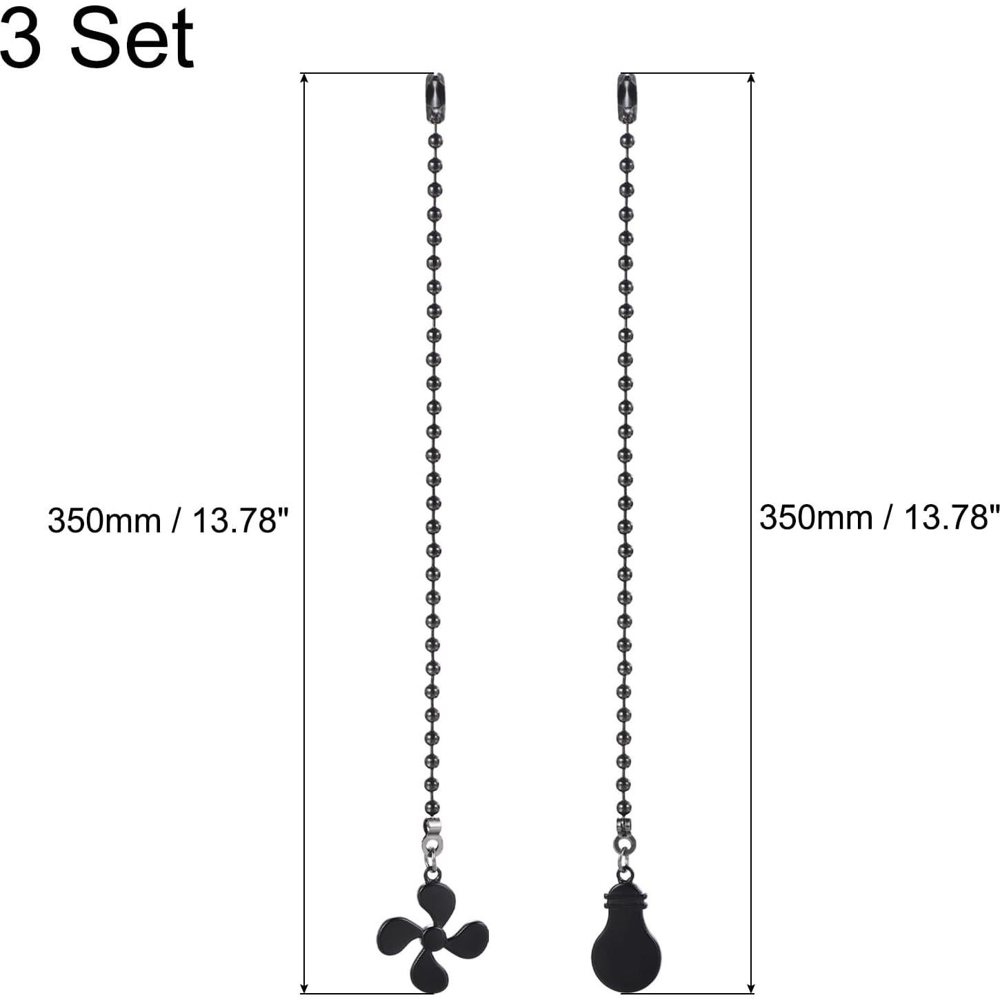 Extensión Cadena Tirar Ventilador Techo uxcell 6 Piezas Negro