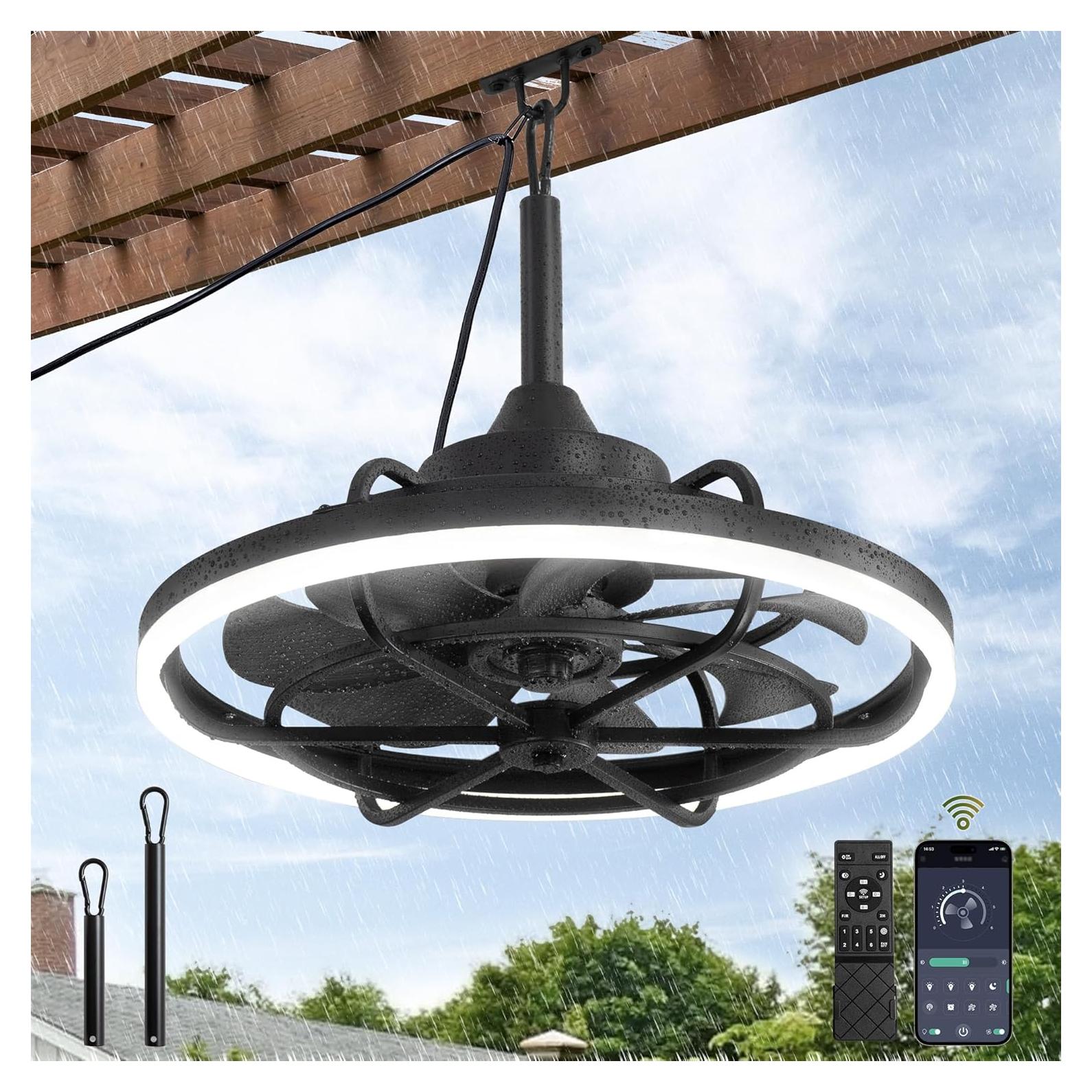 Ventilador de Techo Exterior Fanbulous 20" Negro con Luz LED