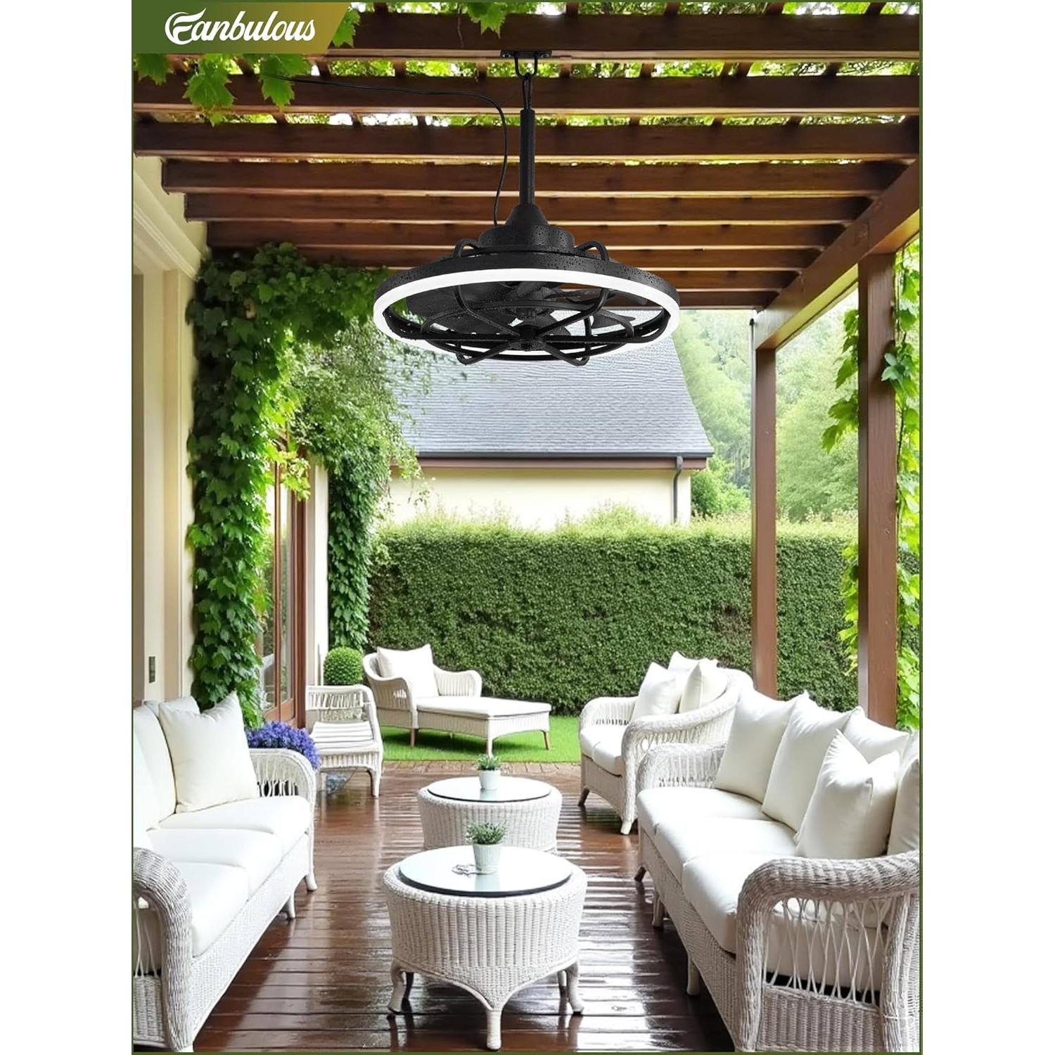 Ventilador de Techo Exterior Fanbulous 20" Negro con Luz LED