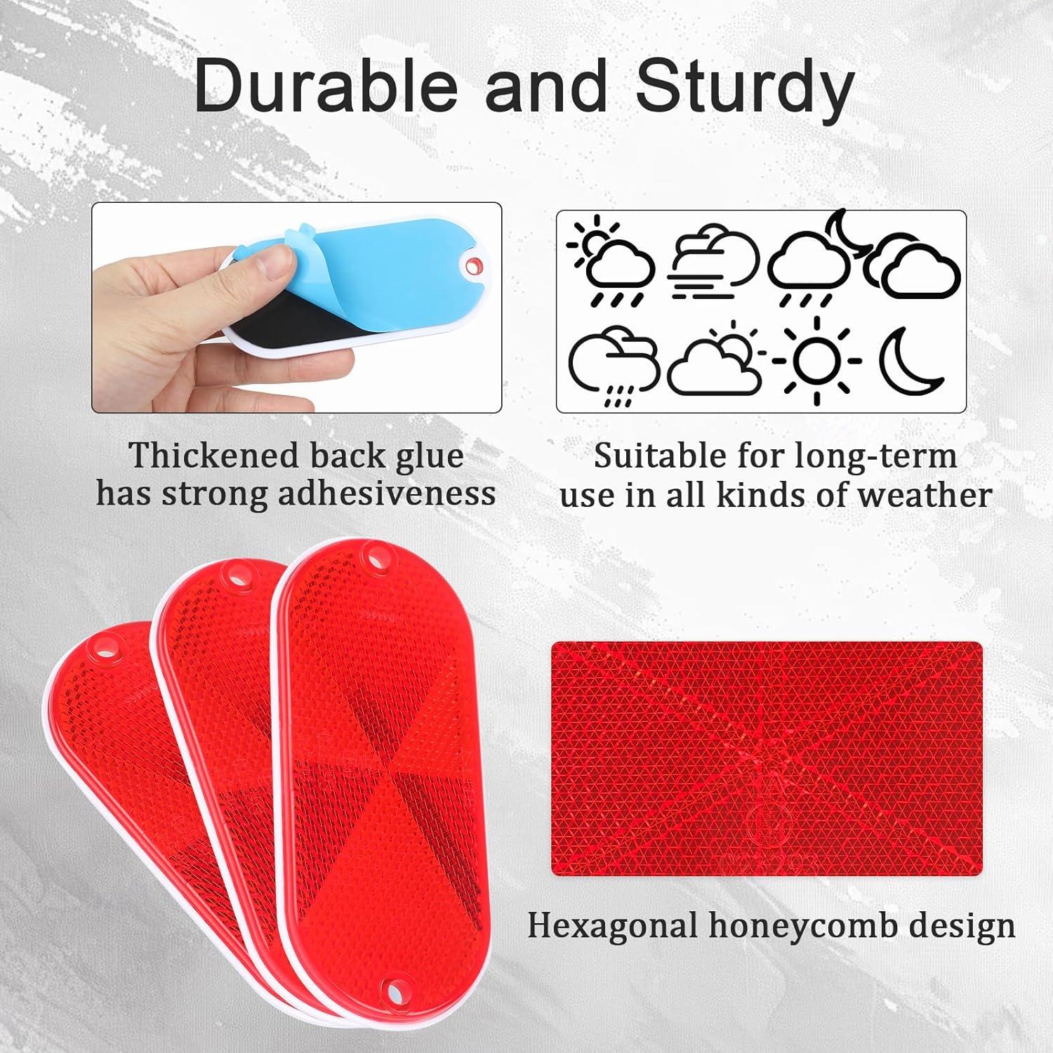 Paquete de 10 Reflectores Ovalados Autoadhesivos Yinaolan 11.4x5 cm