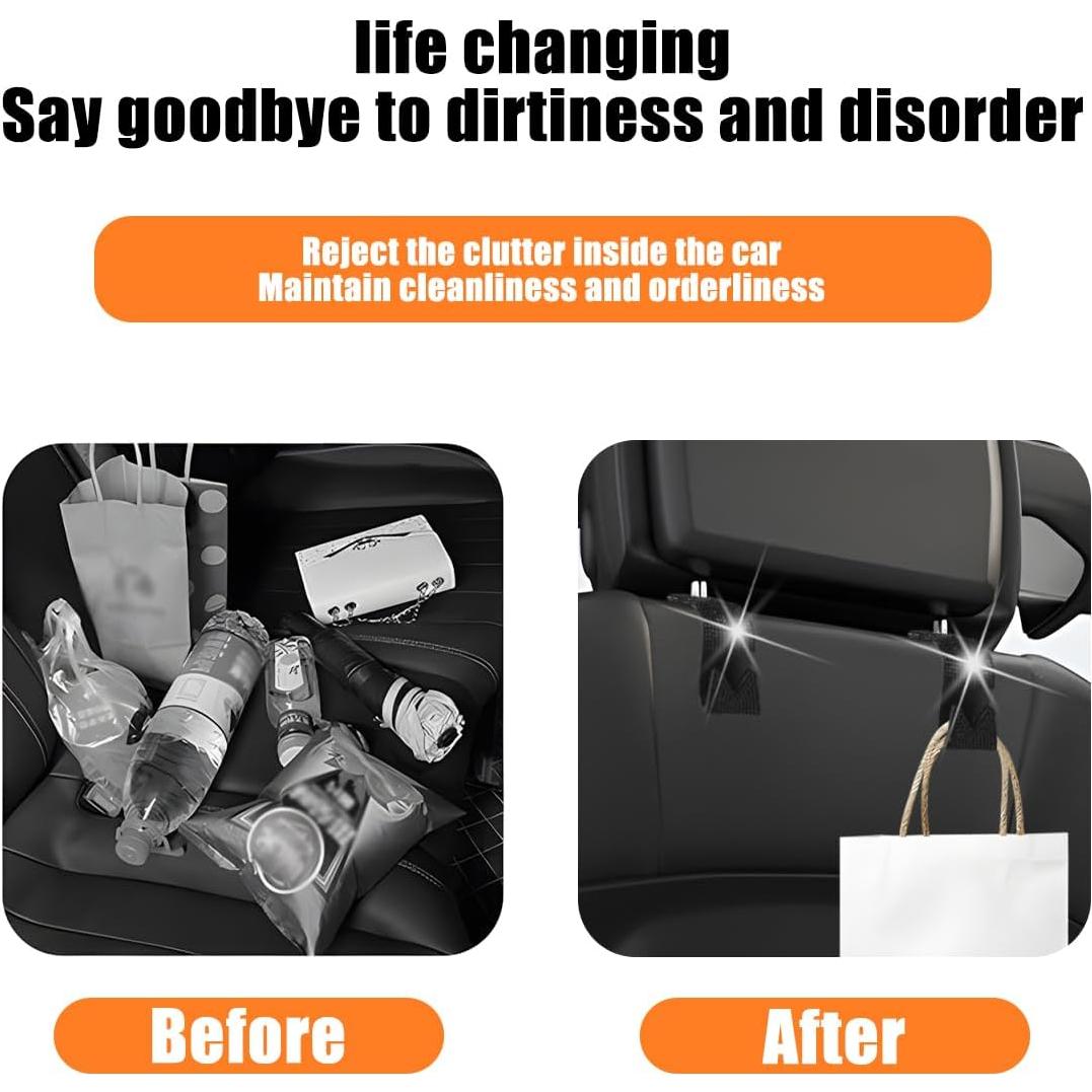 Ganchos para reposacabezas de coche KHGUZ, 2PCS, Bling Negro