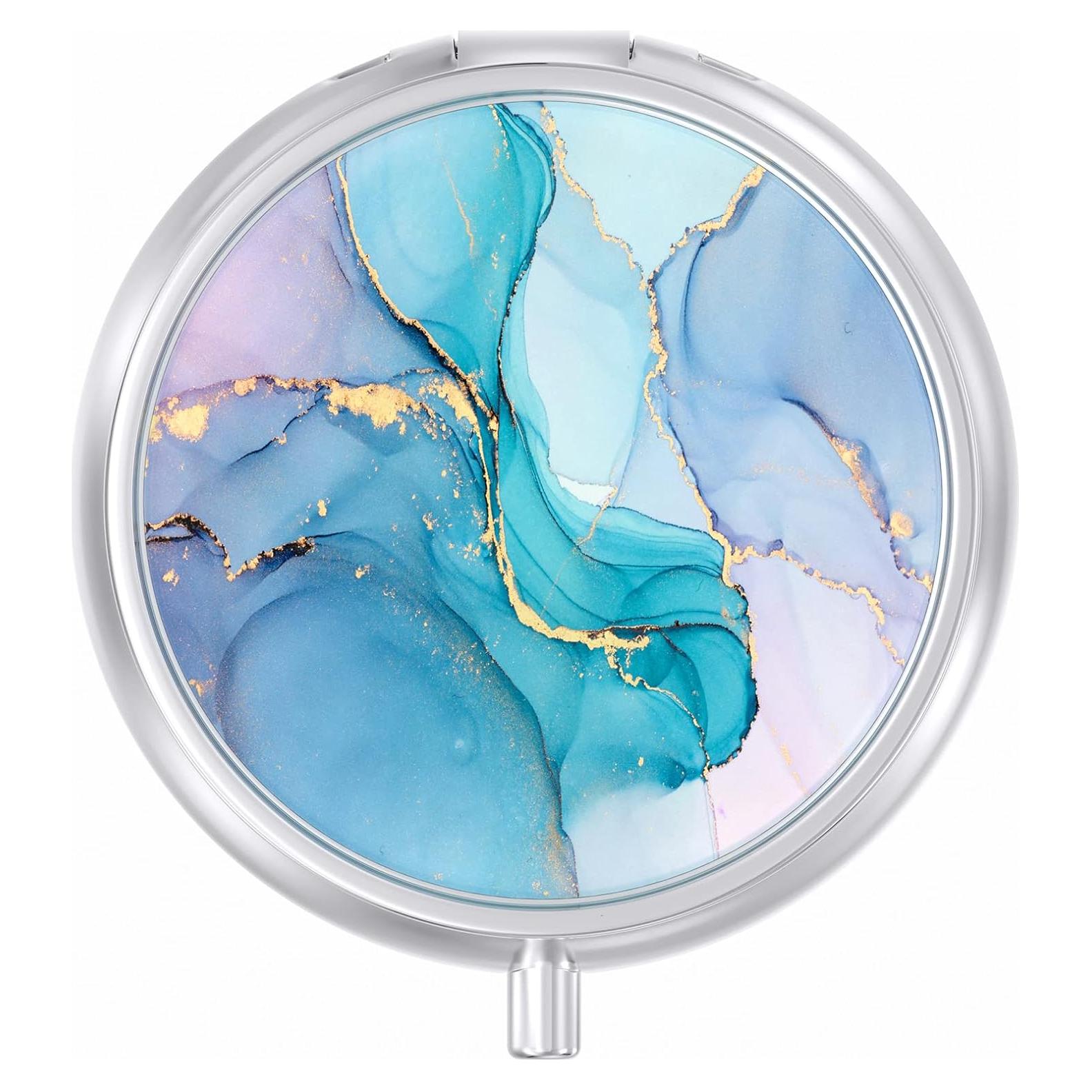 Estuche de Pastillas Aiawoxc Color Mármol 5.58cm - Organizador Portátil