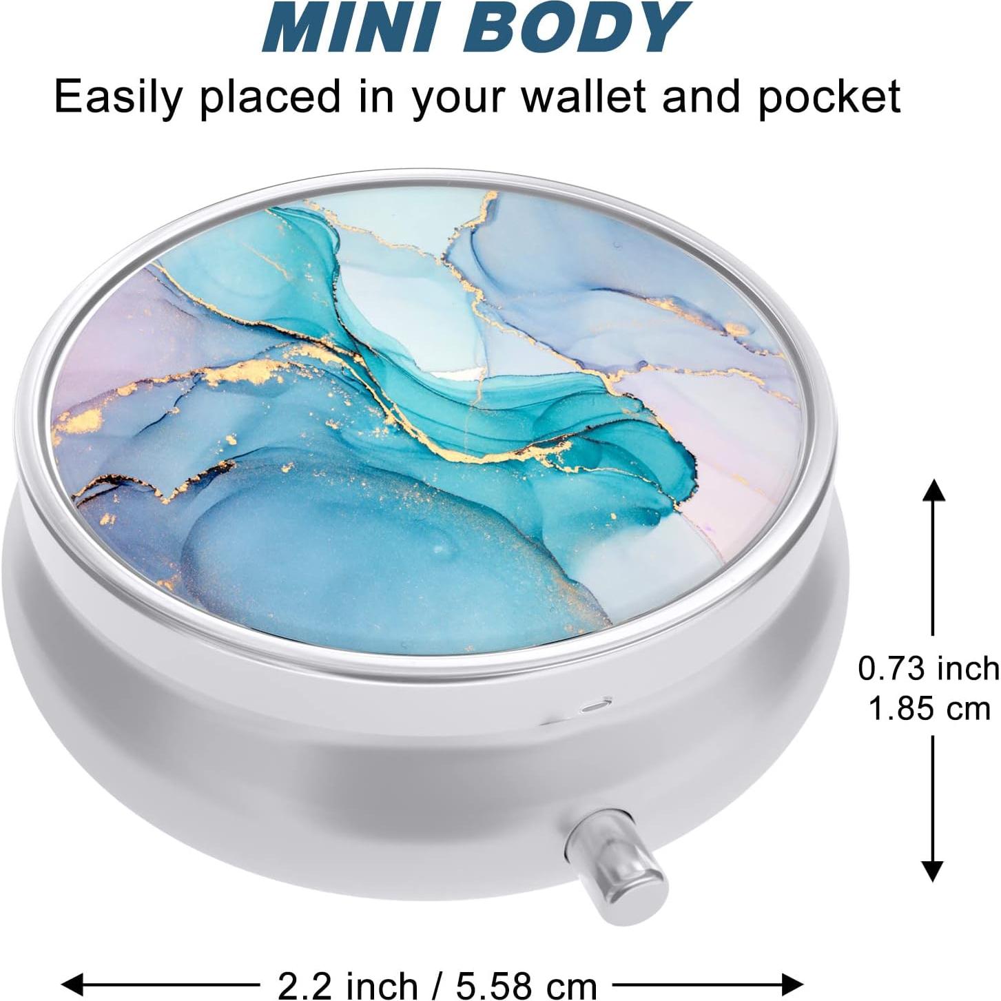 Estuche de Pastillas Aiawoxc Color Mármol 5.58cm - Organizador Portátil