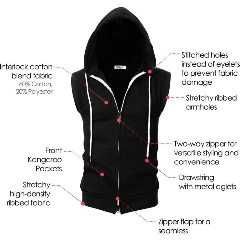 Chaleco Sin Mangas Ohoo DCF011 Ajustado con Capucha