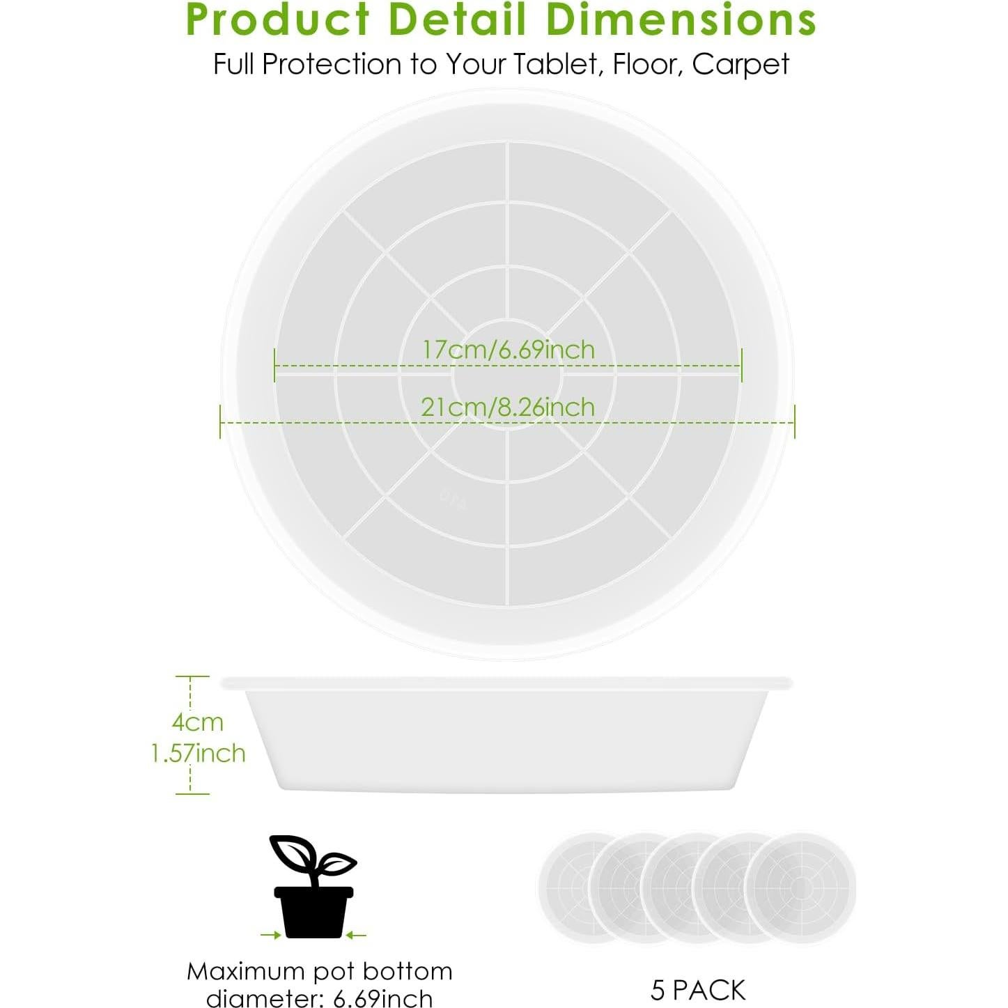 Bandeja de Maceta PACETAP 20 cm, Paquete de 5, Plástico Transparente