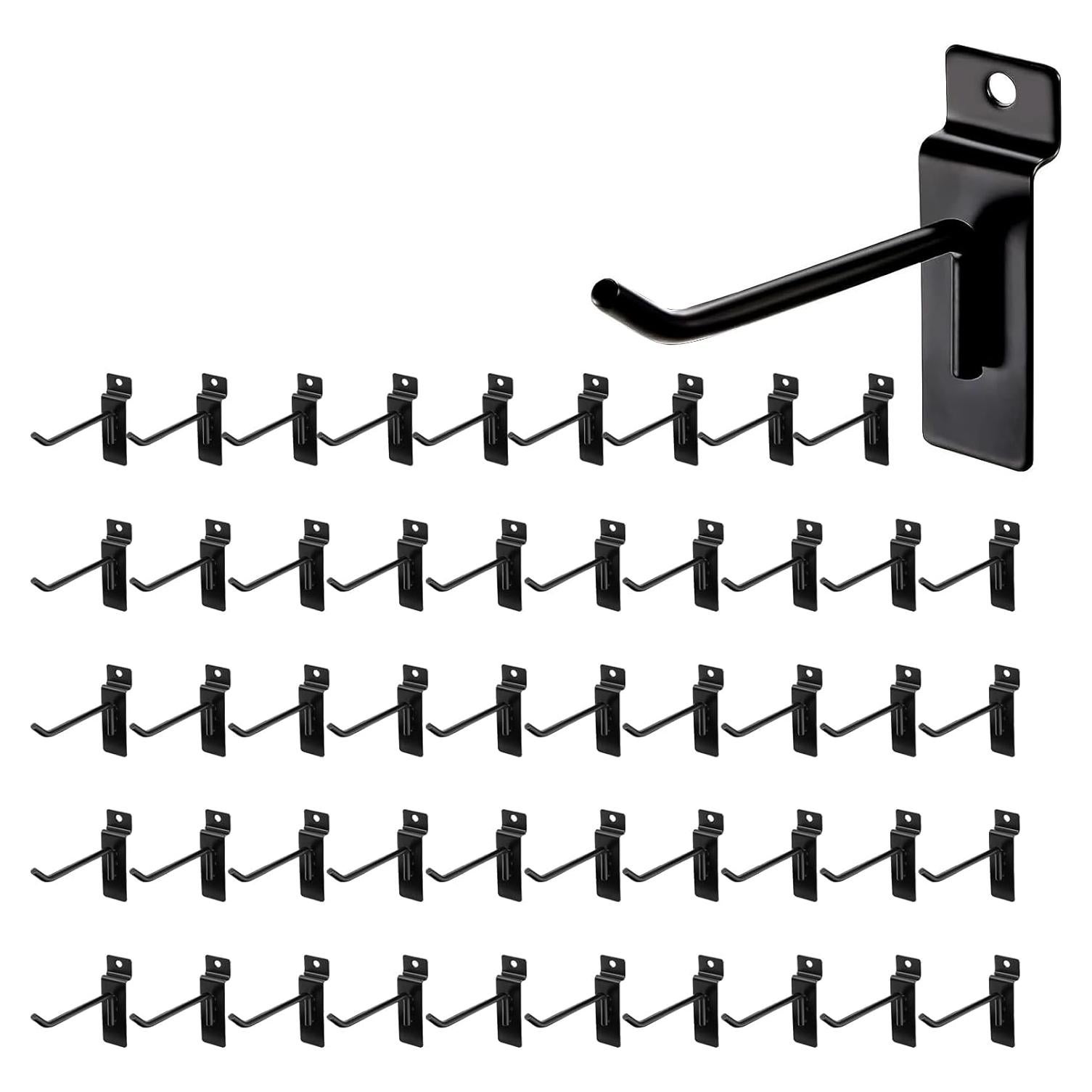 Ganchos para Slatwall HJW 10 cm Negro 50 PCS Alta Resistencia