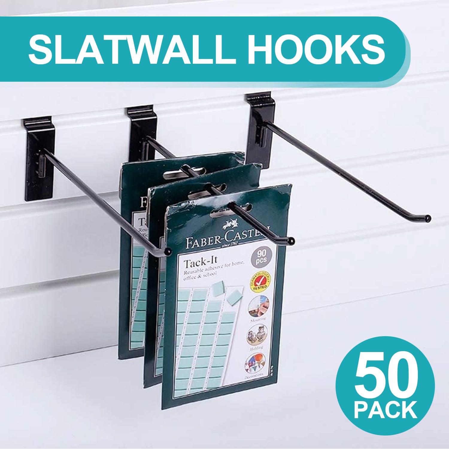 Ganchos para Slatwall HJW 10 cm Negro 50 PCS Alta Resistencia