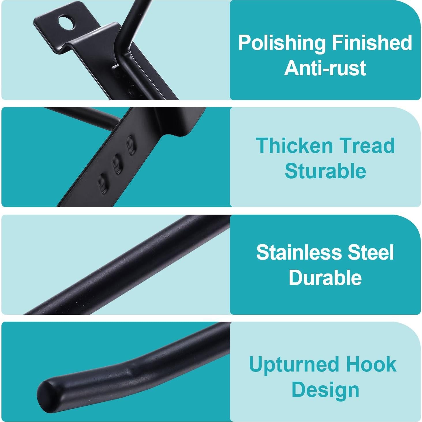 Ganchos para Slatwall HJW 10 cm Negro 50 PCS Alta Resistencia