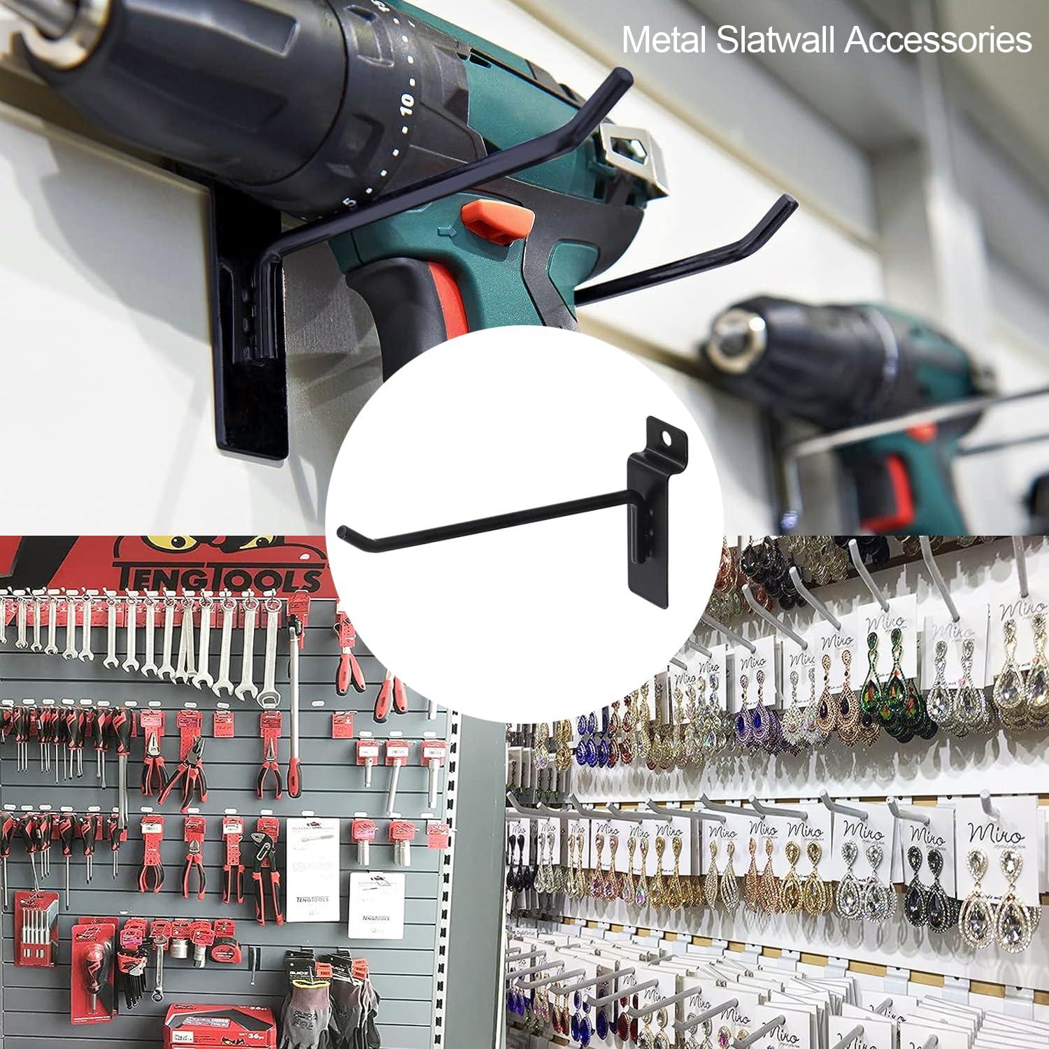 Ganchos para Slatwall HJW 10 cm Negro 50 PCS Alta Resistencia