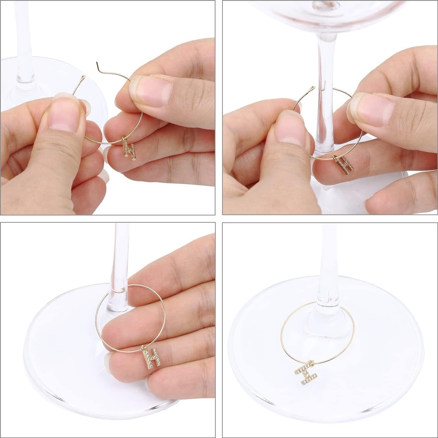 Set de 26 Marcadores de Copas de Vino Pride & Par con Letras Doradas