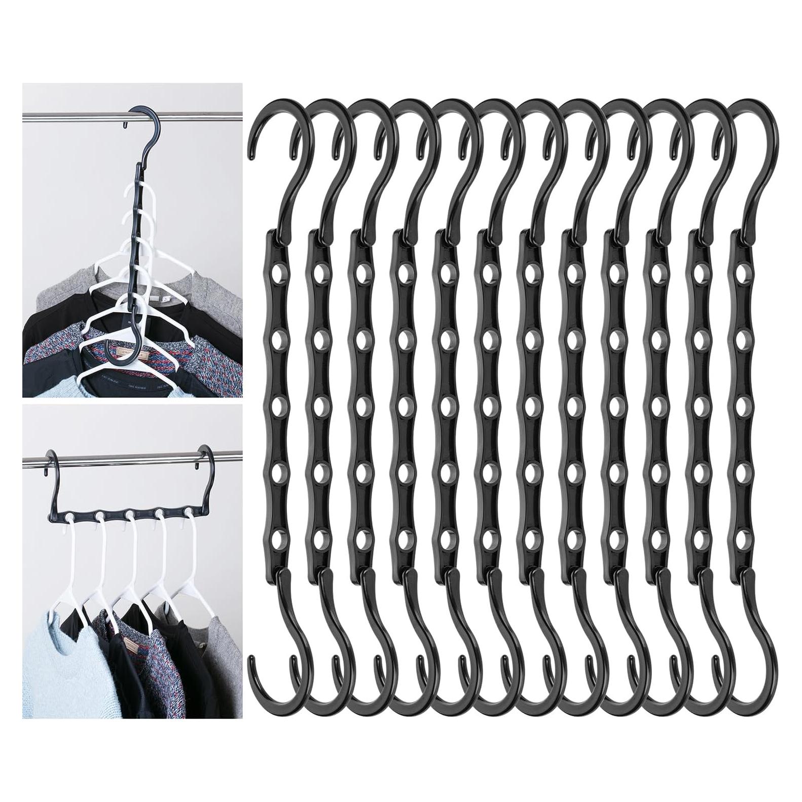 Perchas de plástico Mr. Pen 12 pcs negras ahorro espacio