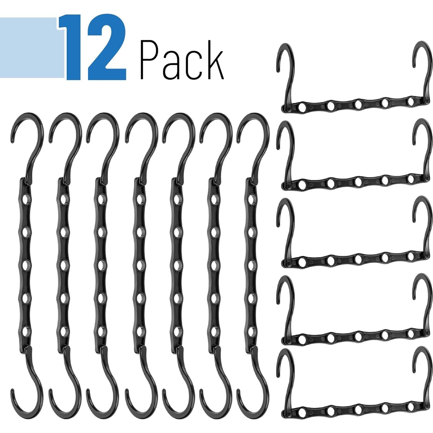 Perchas de plástico Mr. Pen 12 pcs negras ahorro espacio