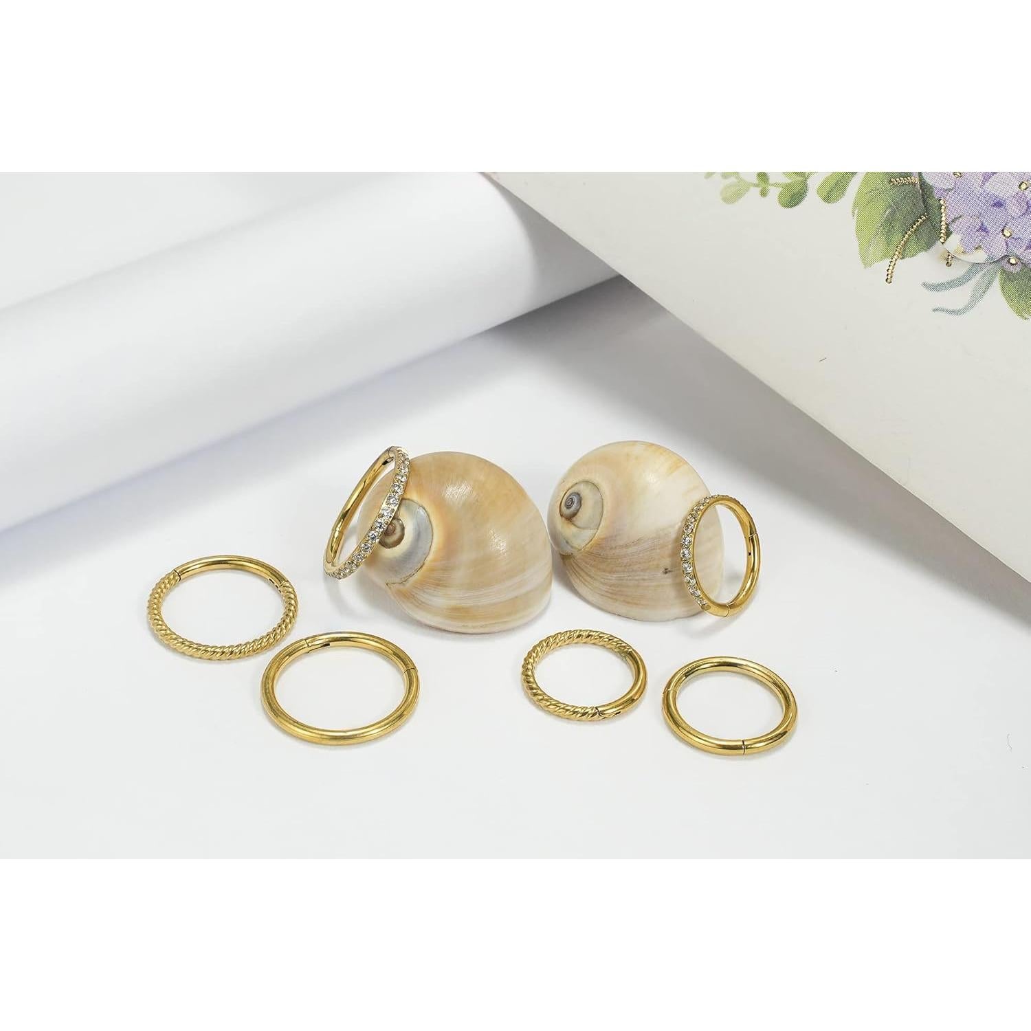 3 Pcs Anillos de Nariz Clicker 16G 8mm Acero Quirúrgico CZ