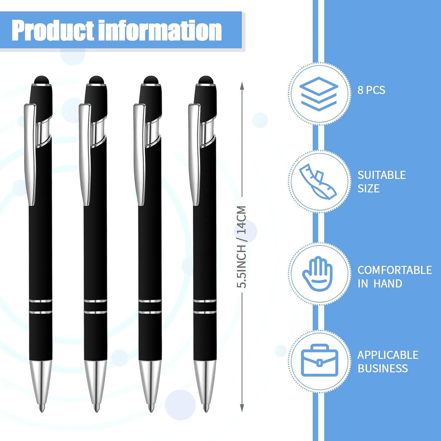 Bolígrafos 2 en 1 Zonon Metal 8 Piezas Punta Media Tinta Negra
