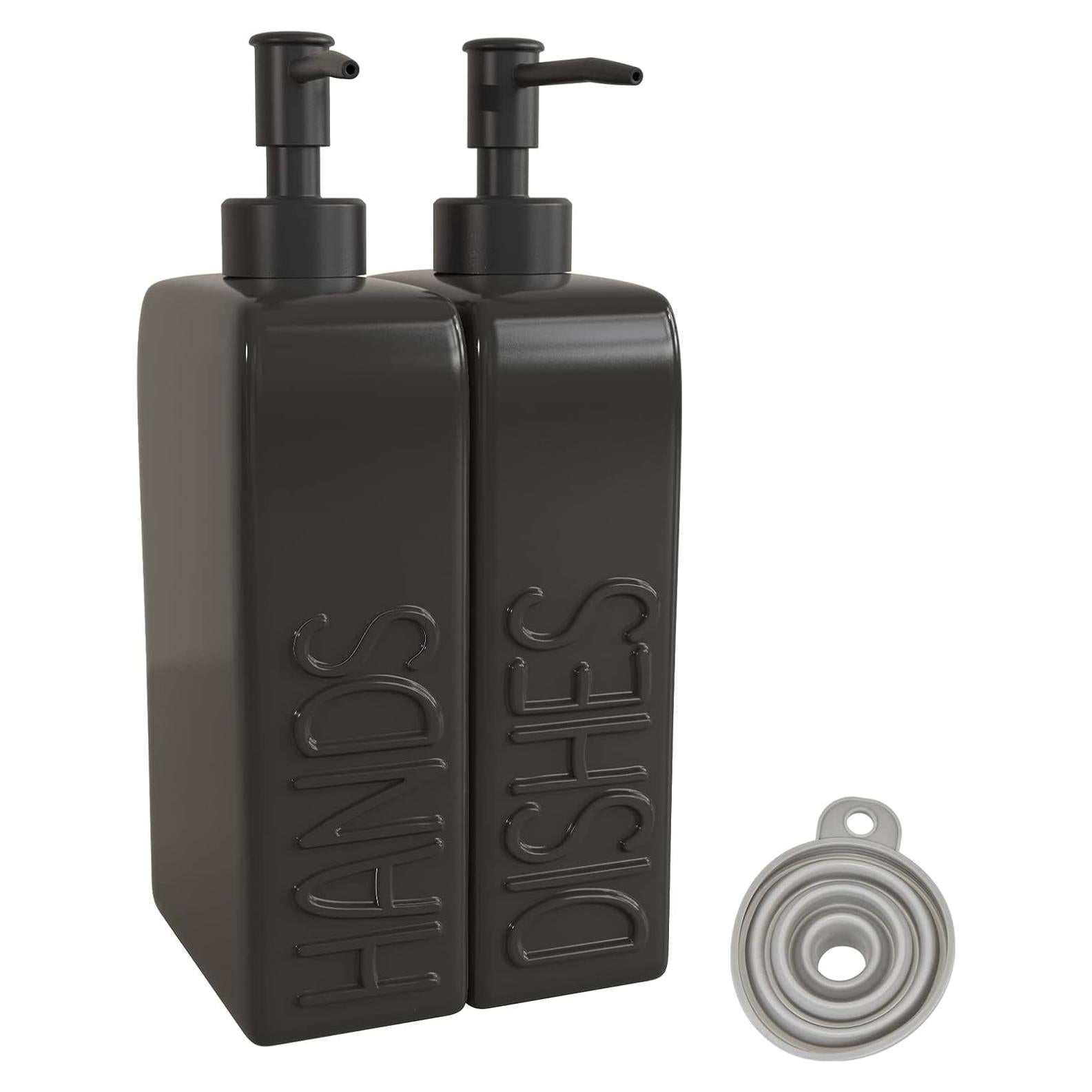 Juego de dispensadores de jabón cerámica Karisky 2 piezas negro