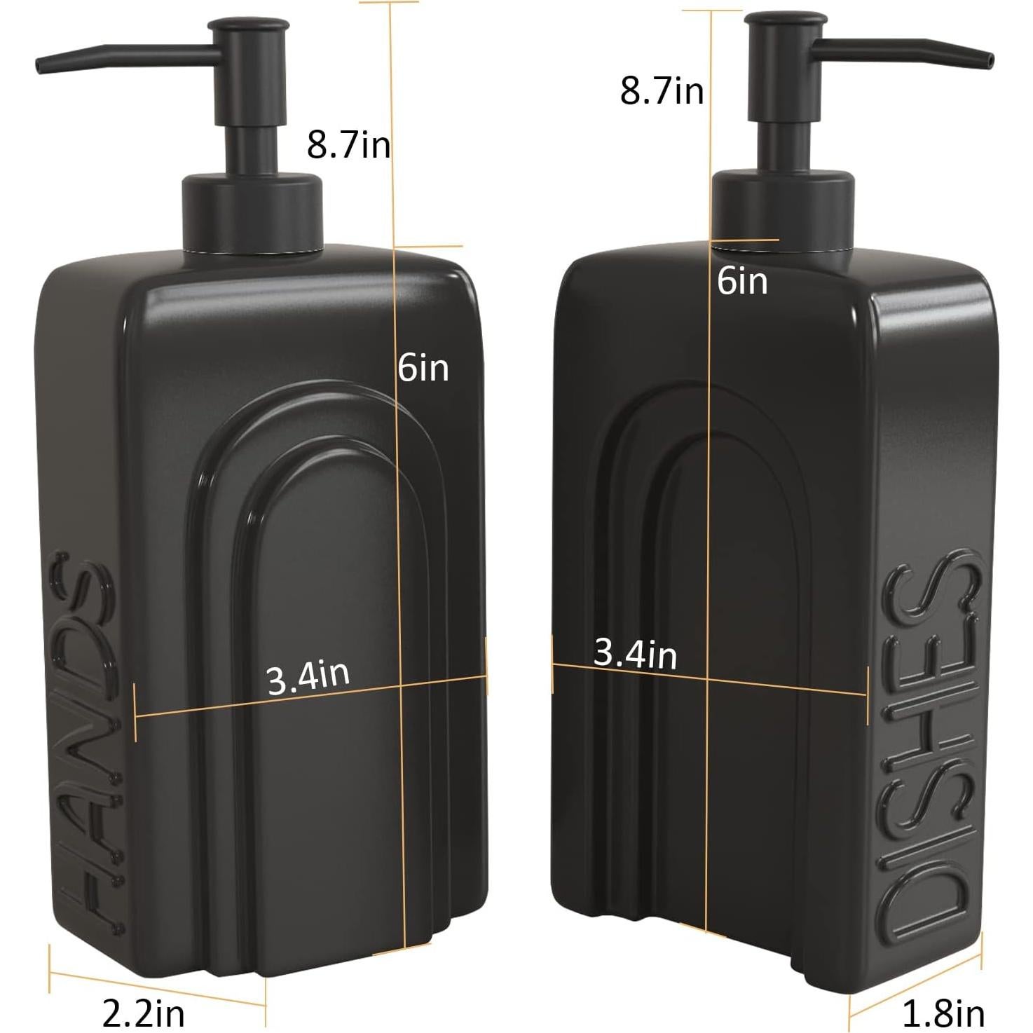 Juego de dispensadores de jabón cerámica Karisky 2 piezas negro