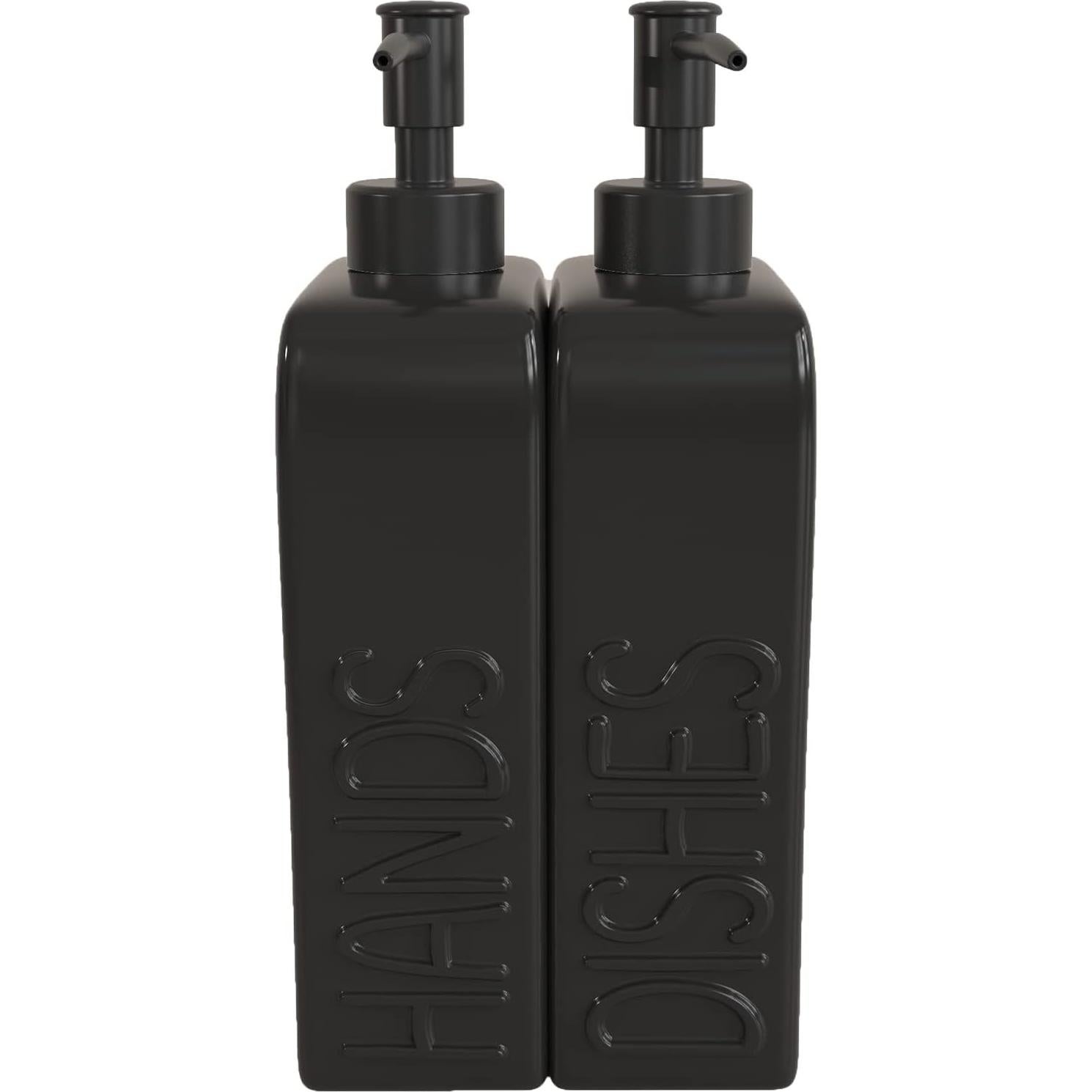 Juego de dispensadores de jabón cerámica Karisky 2 piezas negro