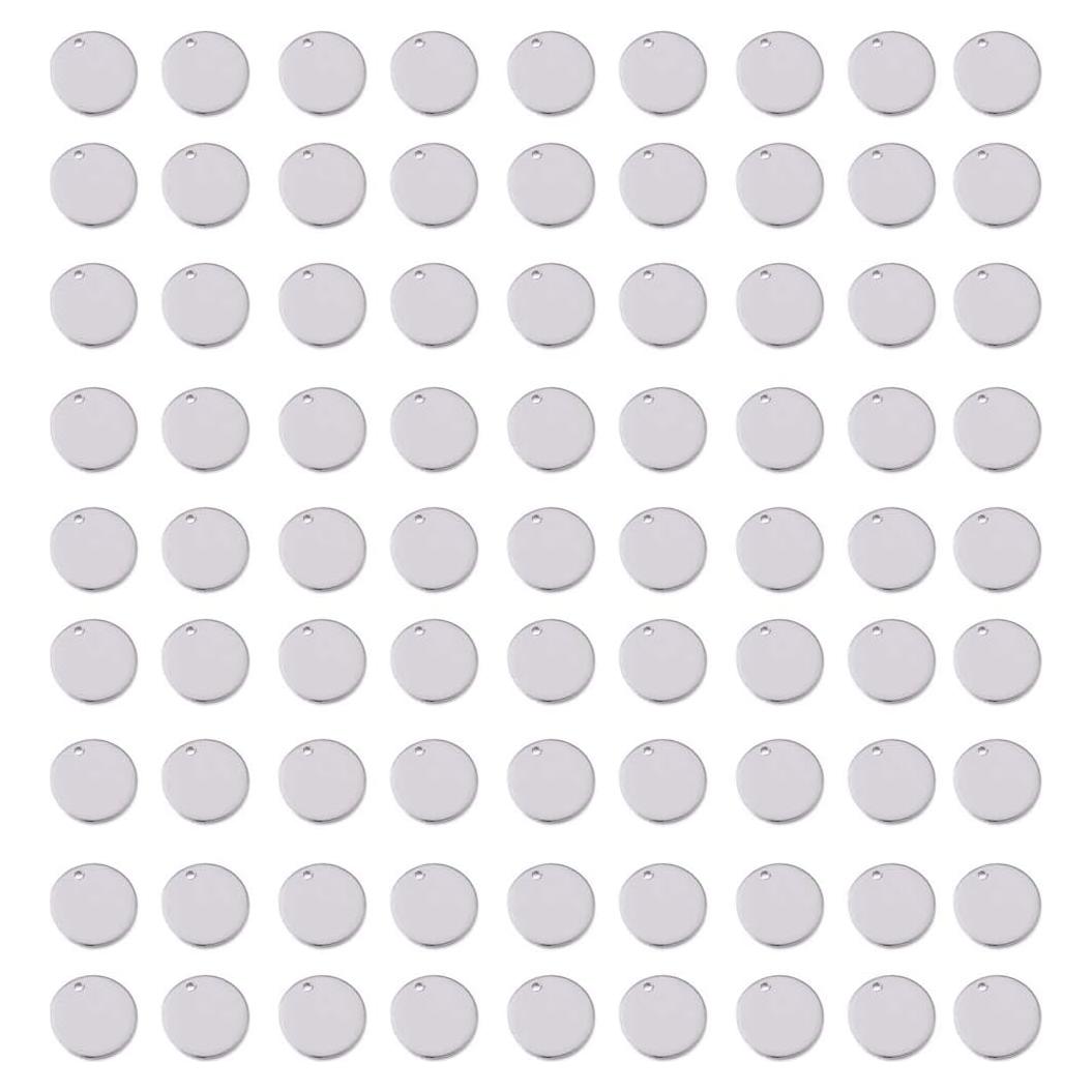 Etiquetas Planas en Blanco Royee 100 Pcs Acero Inoxidable 8 mm