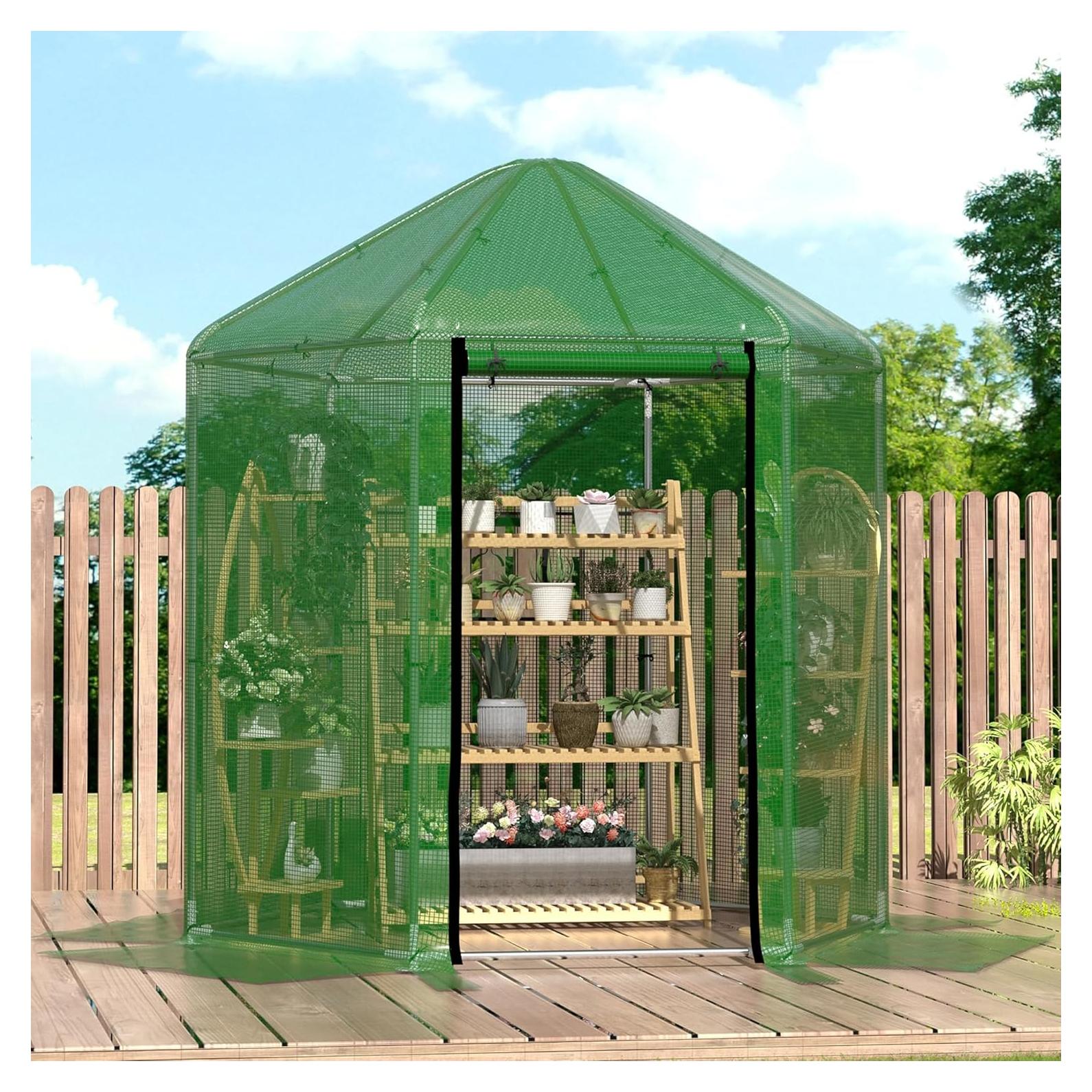 Invernadero MU 7x7x2.31m Doble Capa PE Resistente para Jardín