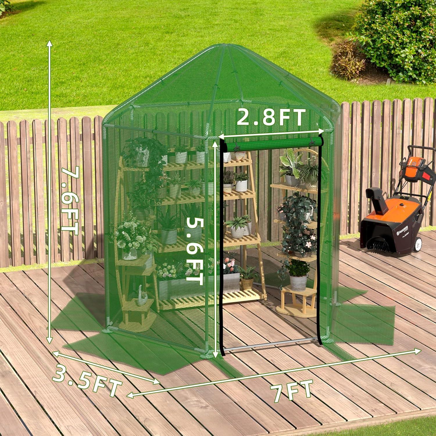 Invernadero MU 7x7x2.31m Doble Capa PE Resistente para Jardín