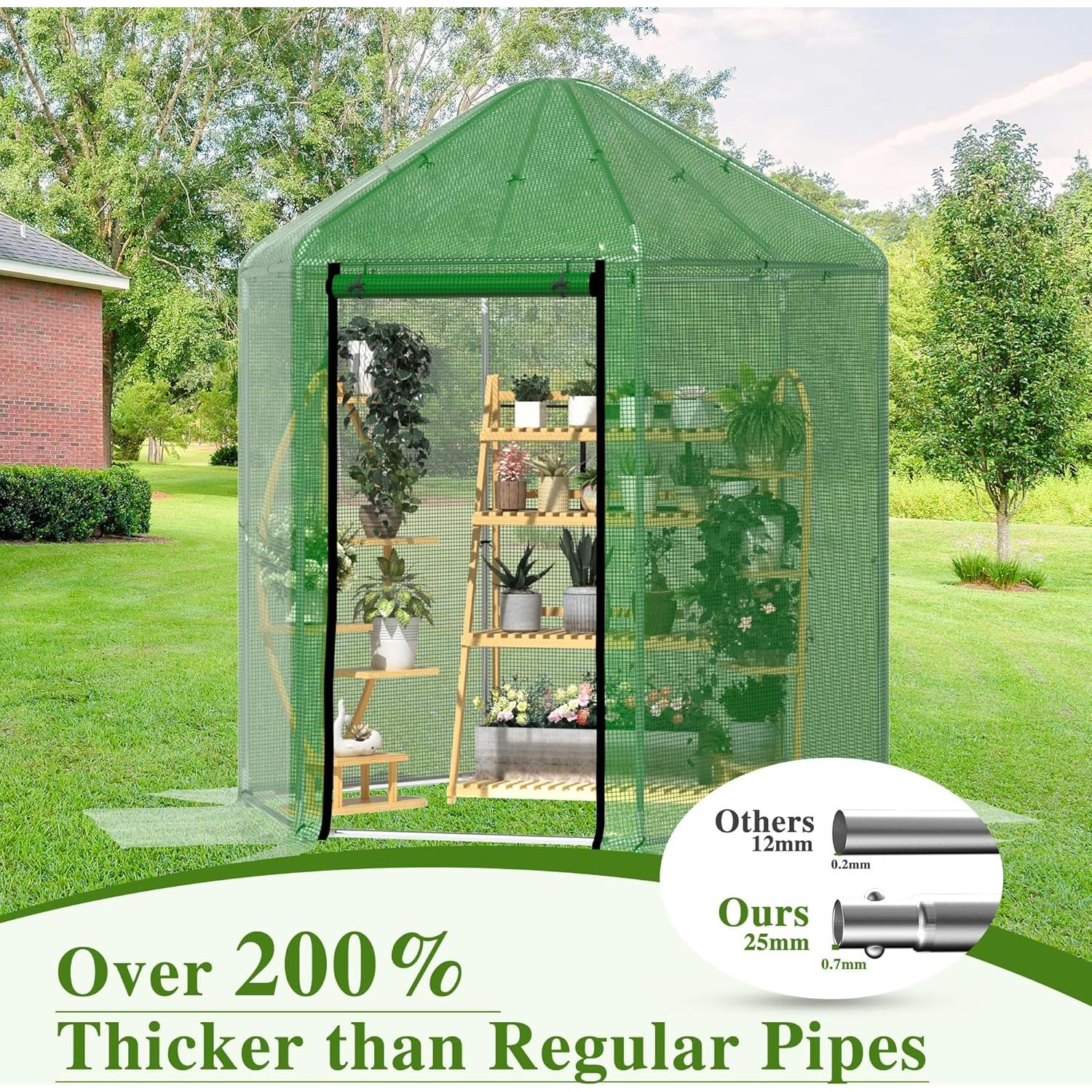 Invernadero MU 7x7x2.31m Doble Capa PE Resistente para Jardín